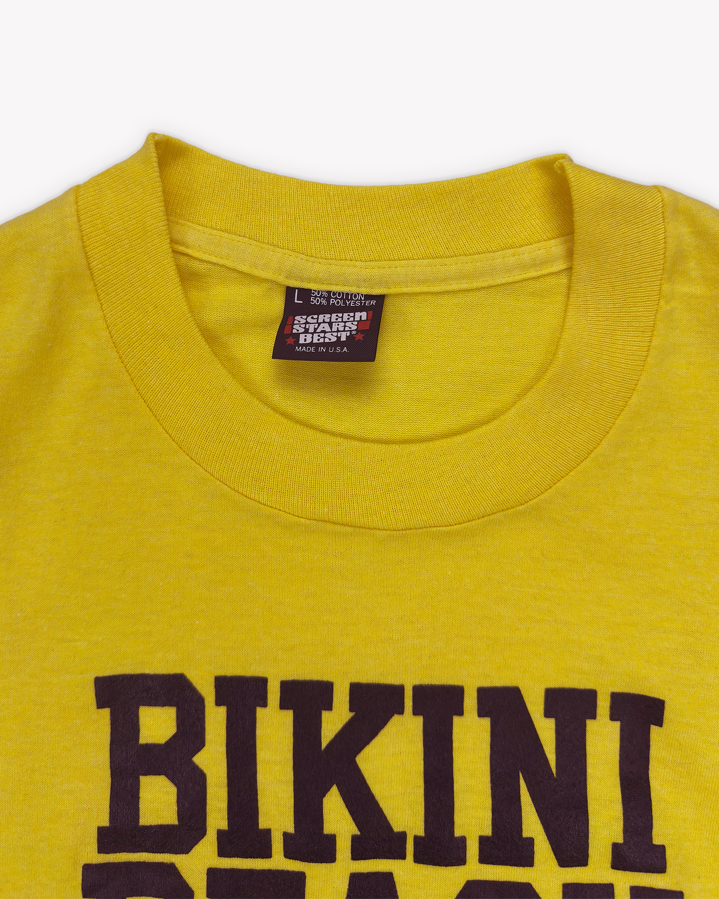 90s Bikini Beach Single Stitch Tee: Yellow S/M