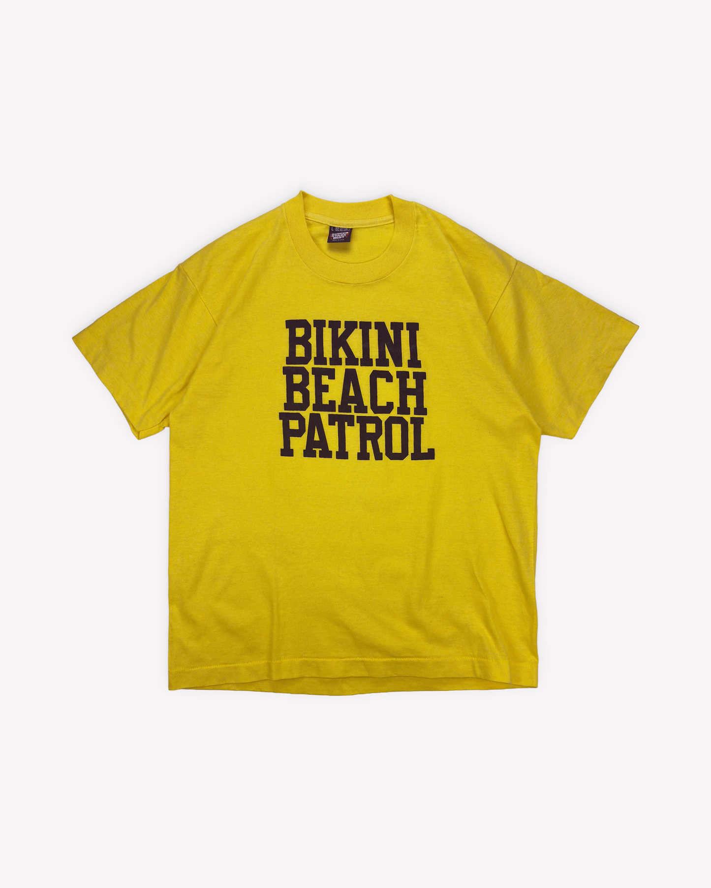 90s Bikini Beach Single Stitch Tee: Yellow S/M