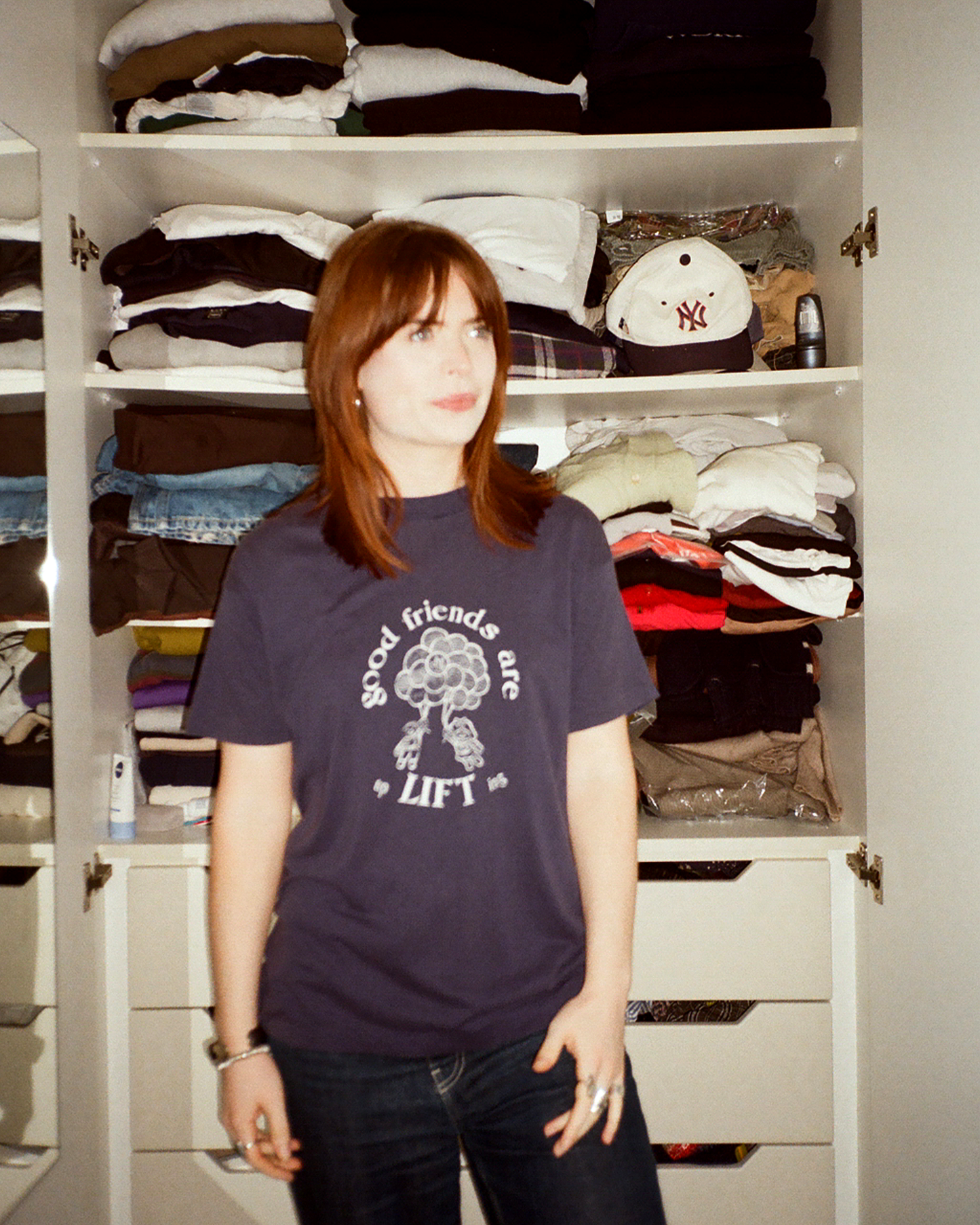 80s Good Friends Single Stitch Tee: Navy S/M