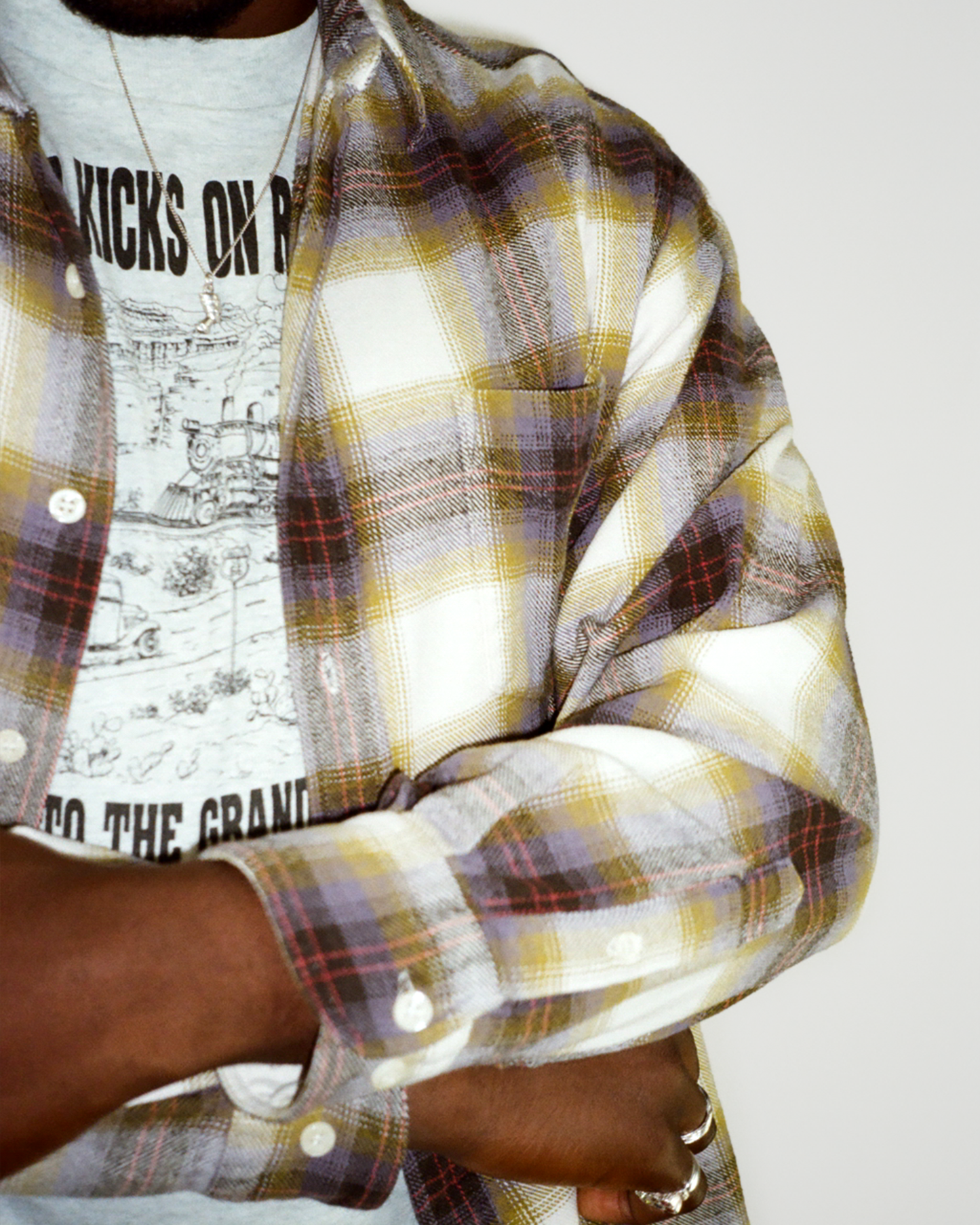 90s Gap Shadow Plaid Flannel Shirt: Gold XL