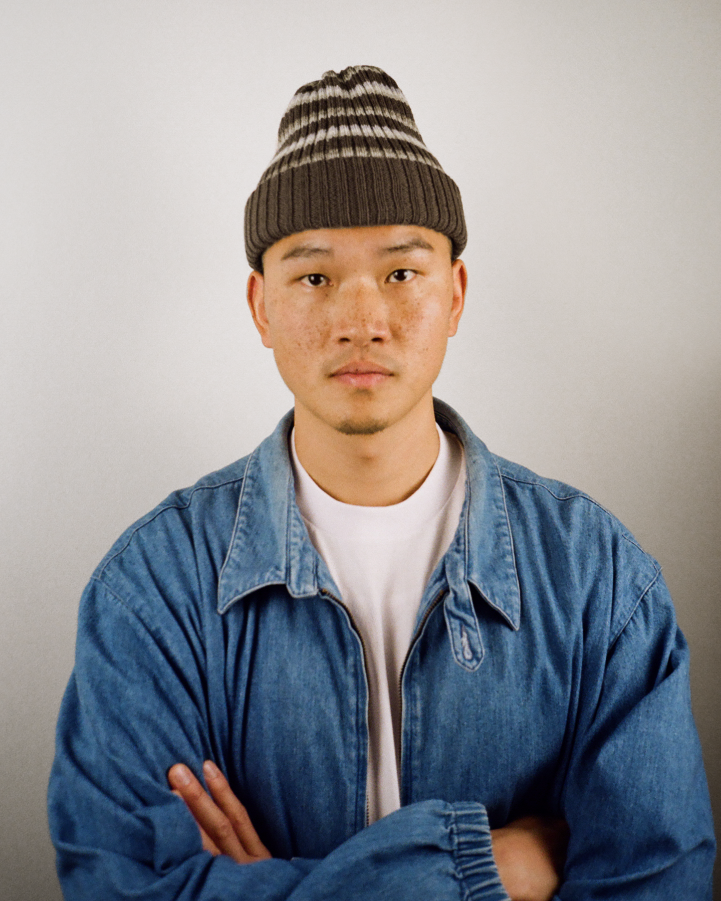 Merino Striped Ribbed Beanie: Mocha