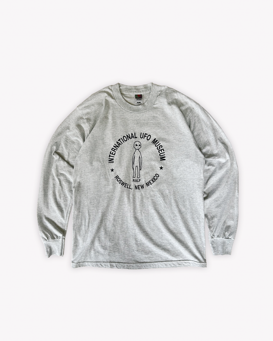 90s International UFO Museum LS Tee: Grey S/M