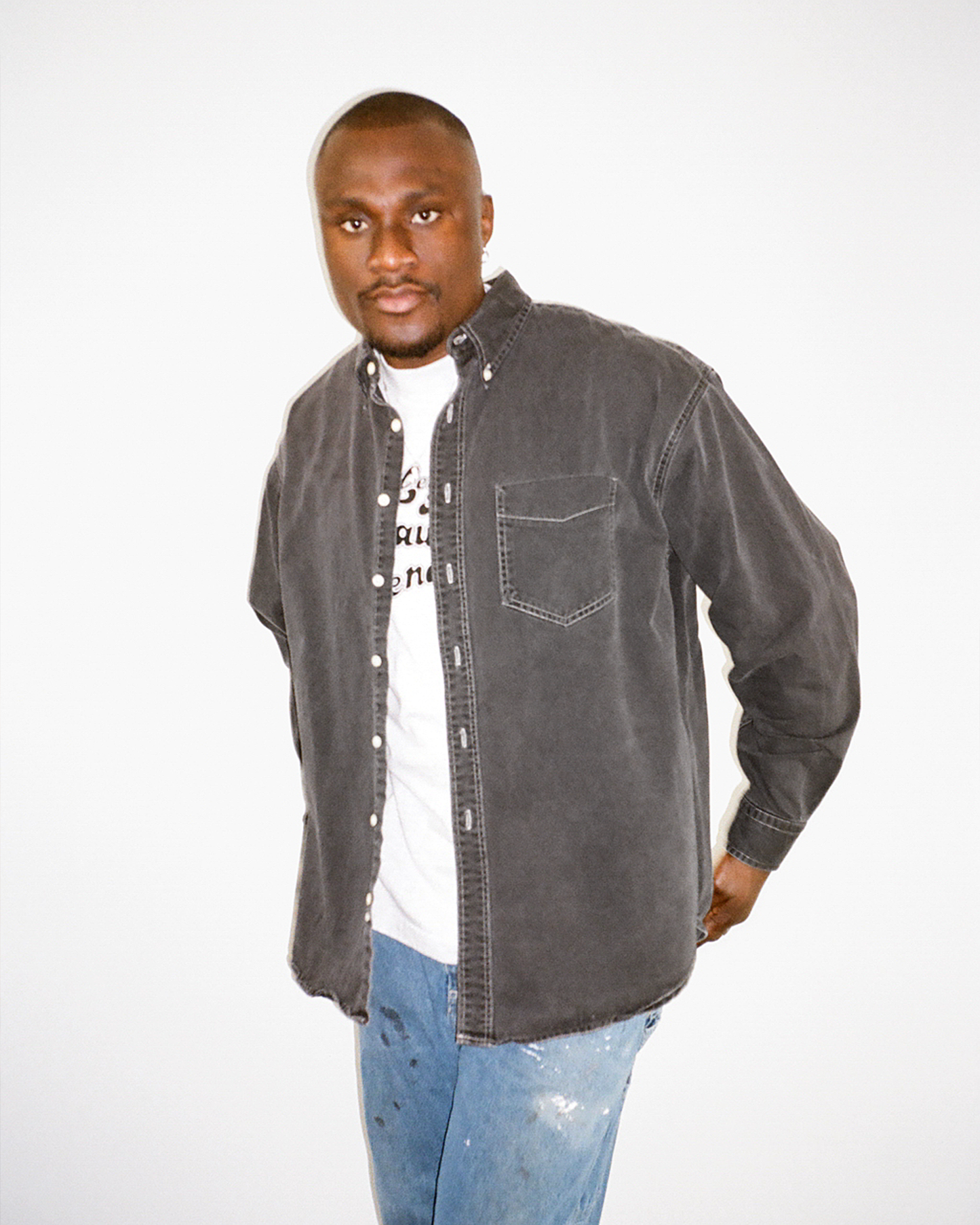 90s J.Crew Contrast Stitch Heavy Twill Shirt: Black XL