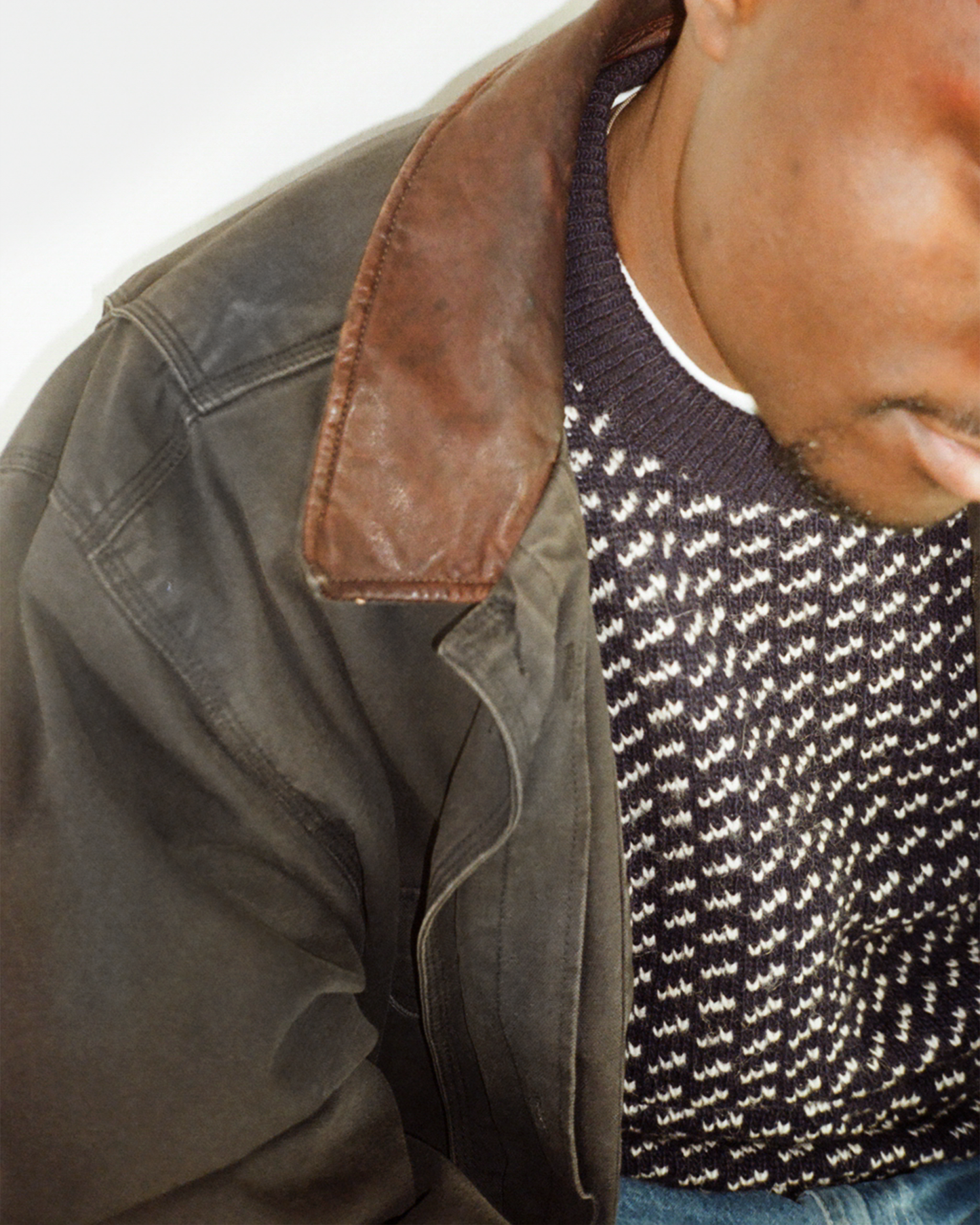 90s J.Crew Leather Collar Barn Jacket: Black XL