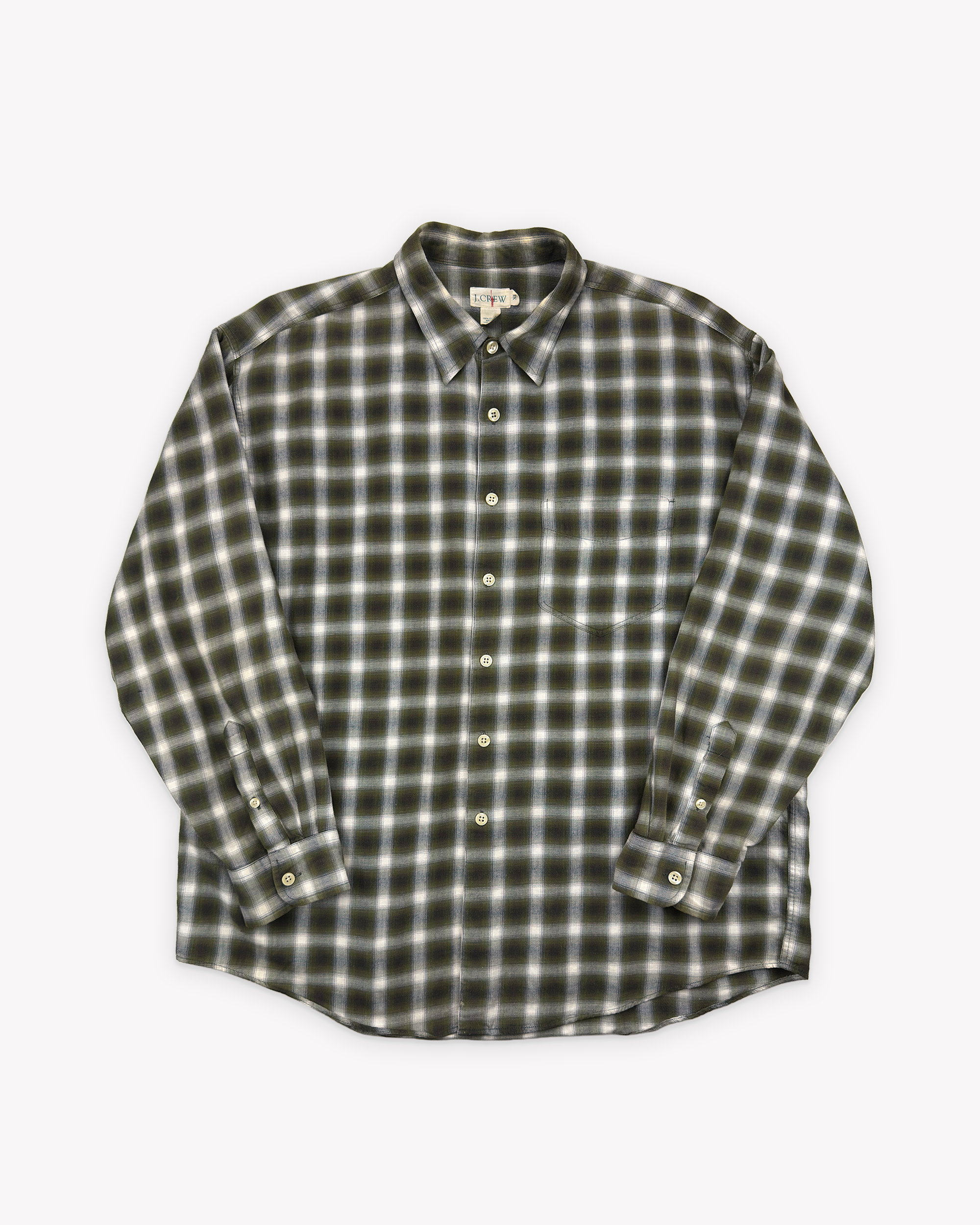 Vintage 90s J.Crew Shadow Plaid Shirt: Olive – Hennerton