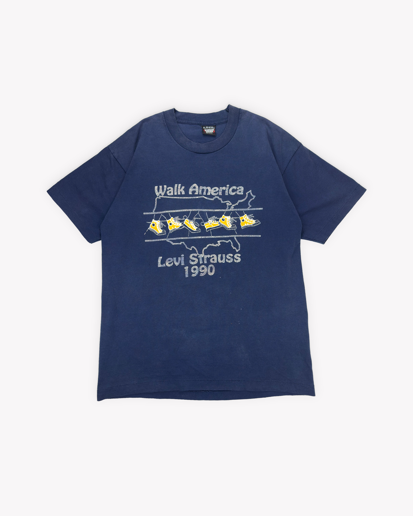 1990 Walk America Single Stitch Tee: Blue S/M