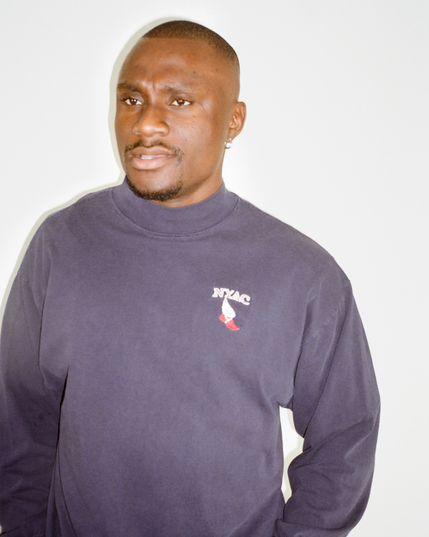 90s NYAC Mock Neck LS Tee: Navy L