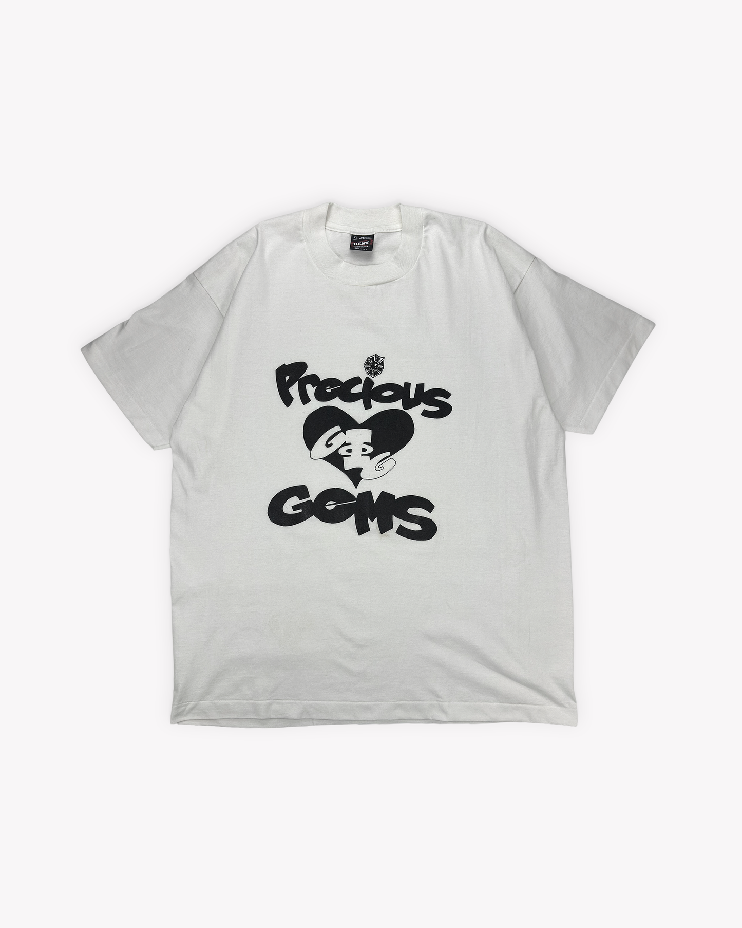 90s Precious Gems Single Stitch Tee: White L/XL