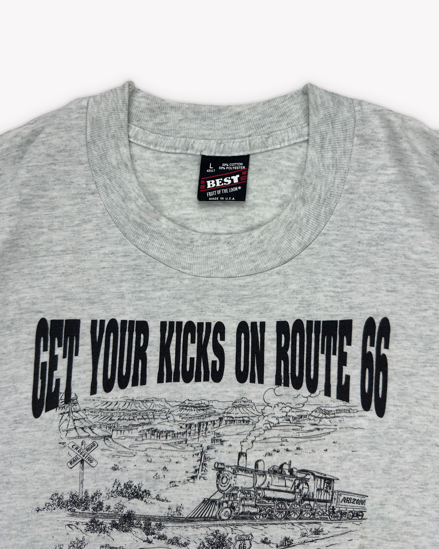 90s Route 66 Single Stitch Tee: Grey S/M
