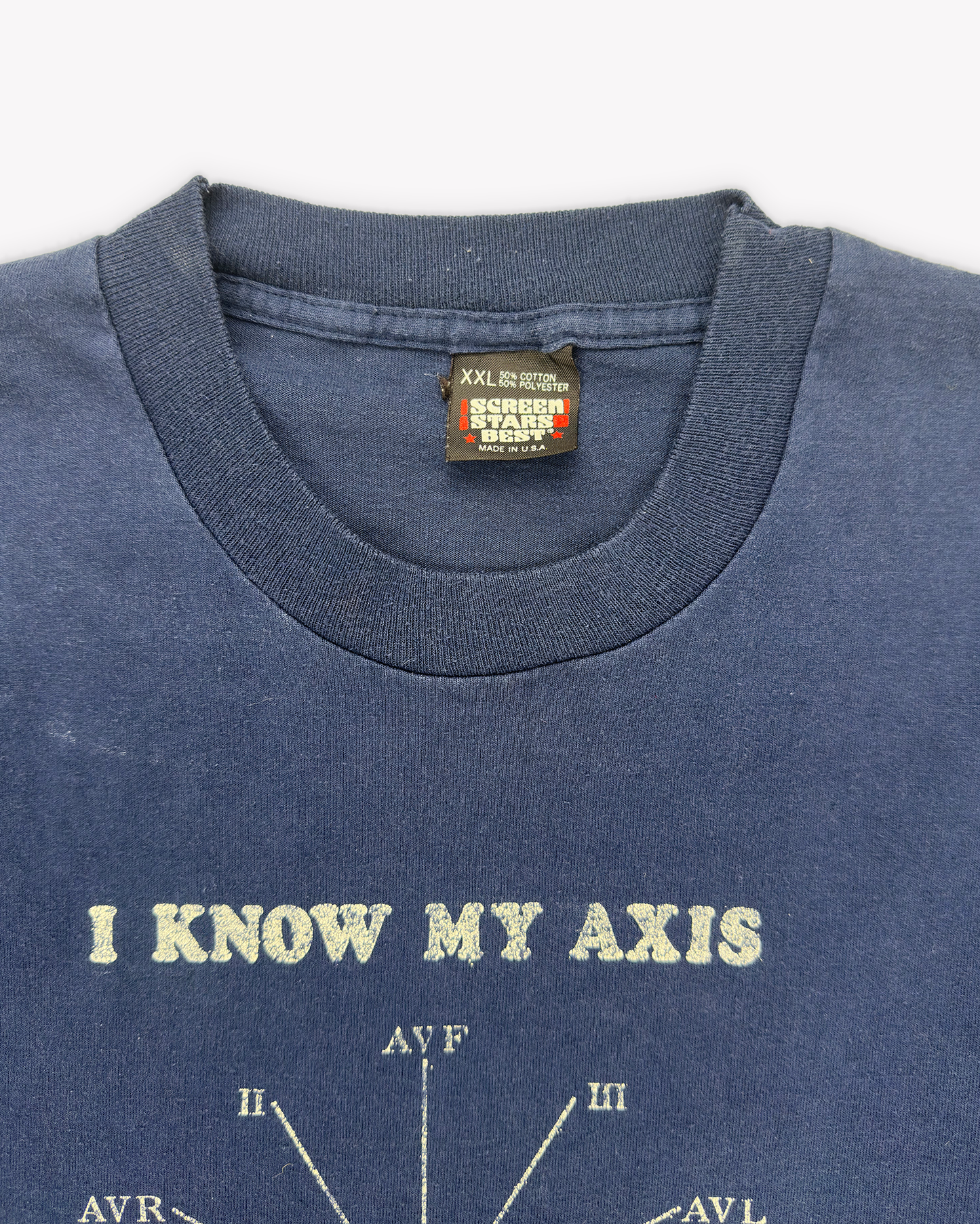 90s Axis Single Stitch Tee: Navy L/XL