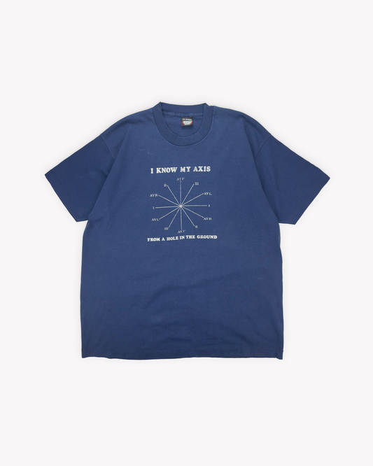 90s Axis Single Stitch Tee: Navy L/XL
