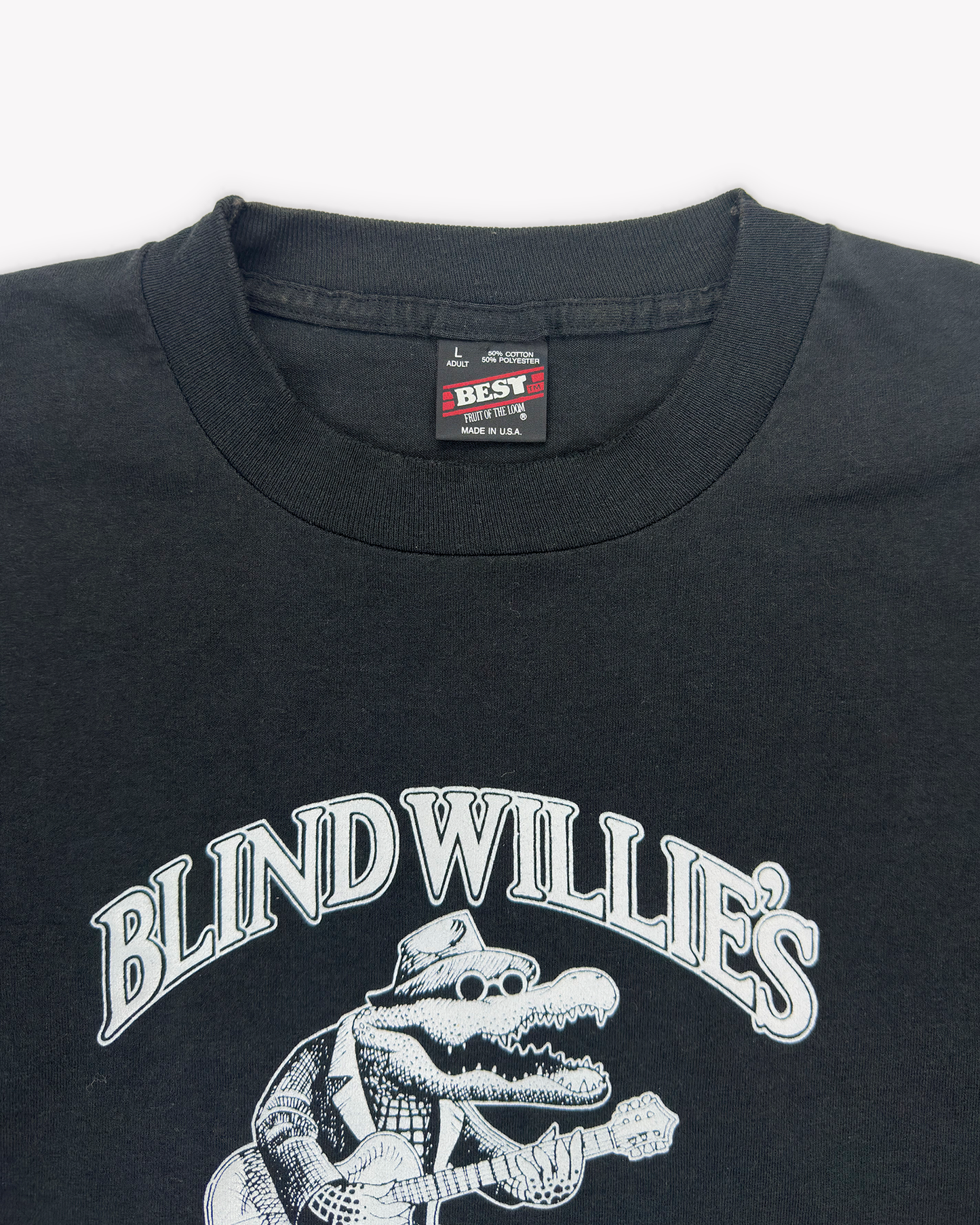 90s Blind Willie's Single Stitch LS Tee: Black L/XL