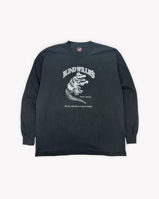 90s Blind Willie's Single Stitch LS Tee: Black L/XL