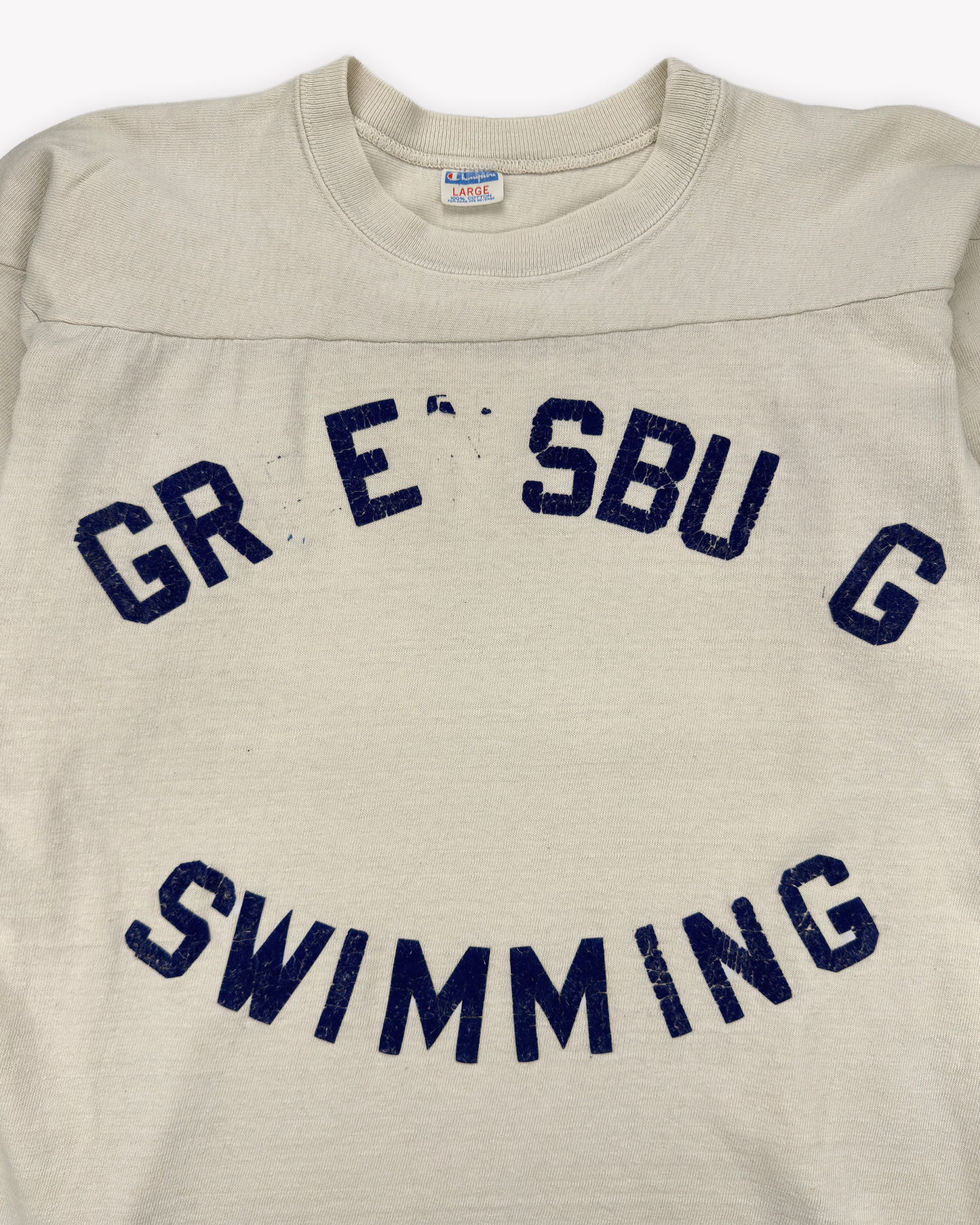 70s Champion Greensburg Swimming Cotton Jersey: Off White M