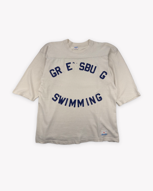 70s Champion Greensburg Swimming Cotton Jersey: Off White M