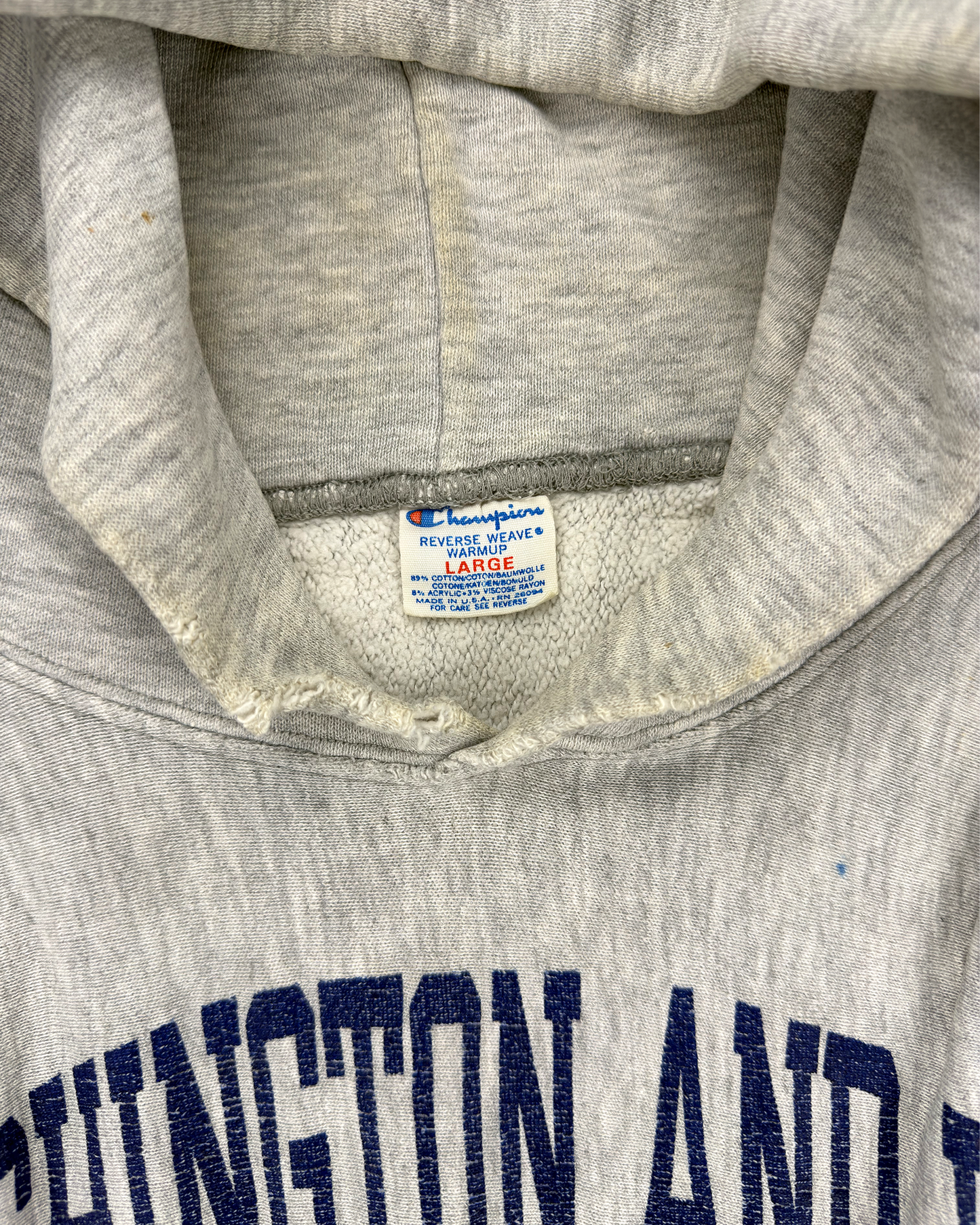 80s Champion Washington and Lee University Hoodie: Grey M