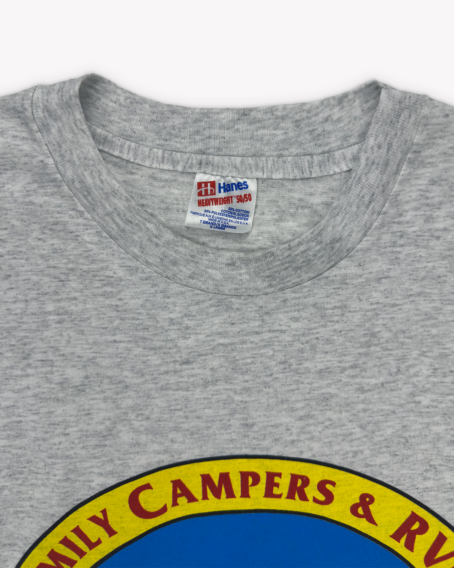 90s Family Campers Single Stitch Tee: Grey L/XL