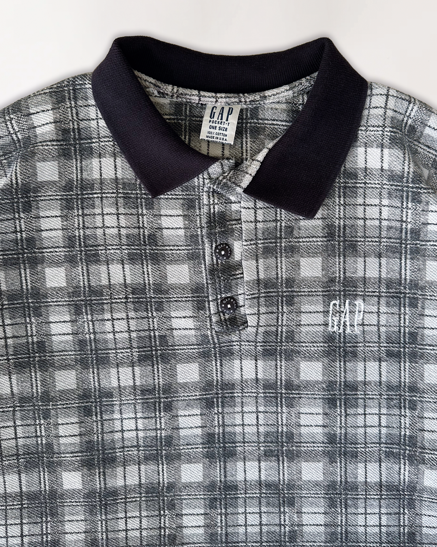 90s GAP LONG SLEEVE CHECKED POLO SHIRT M/L