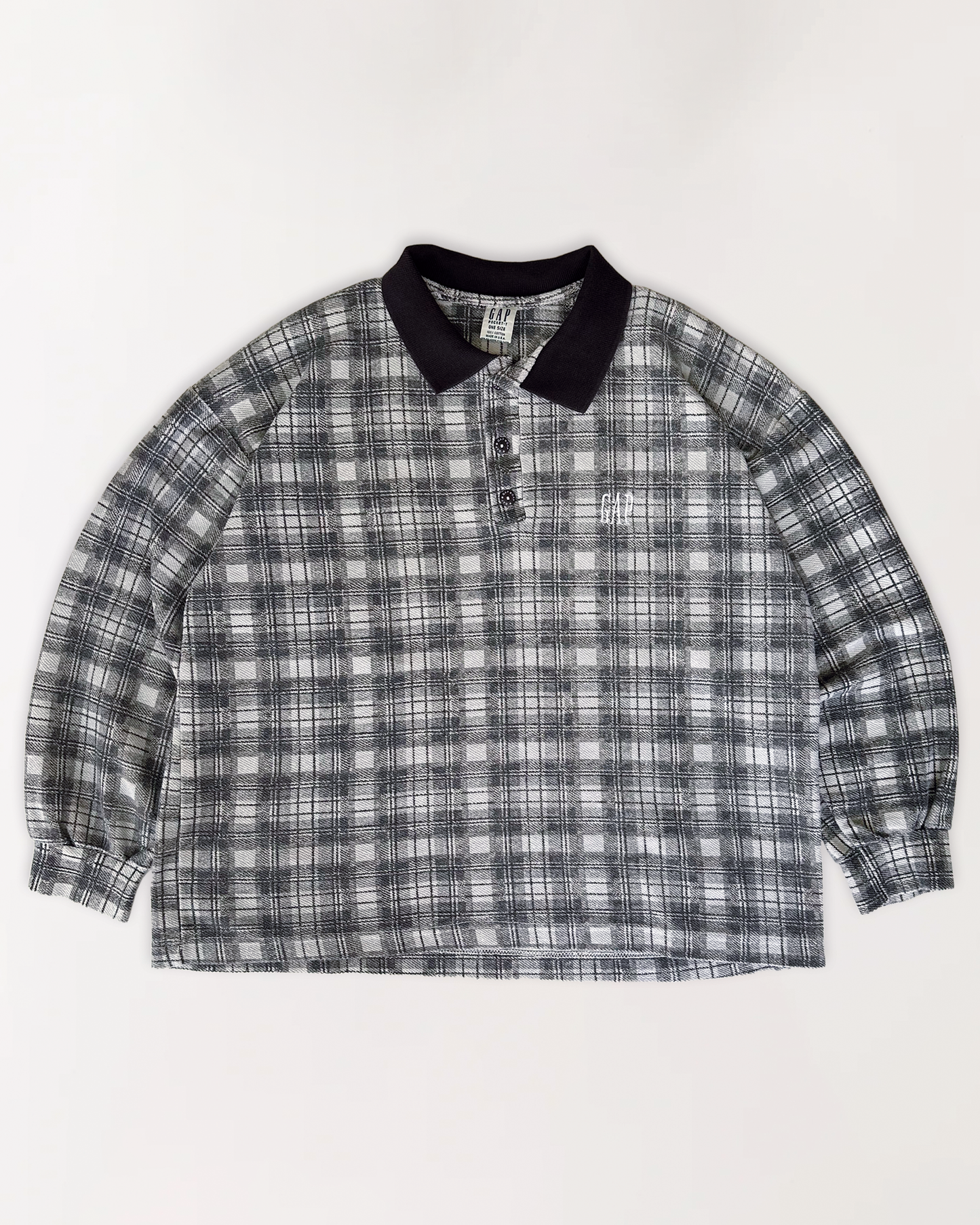 90s GAP LONG SLEEVE CHECKED POLO SHIRT M/L