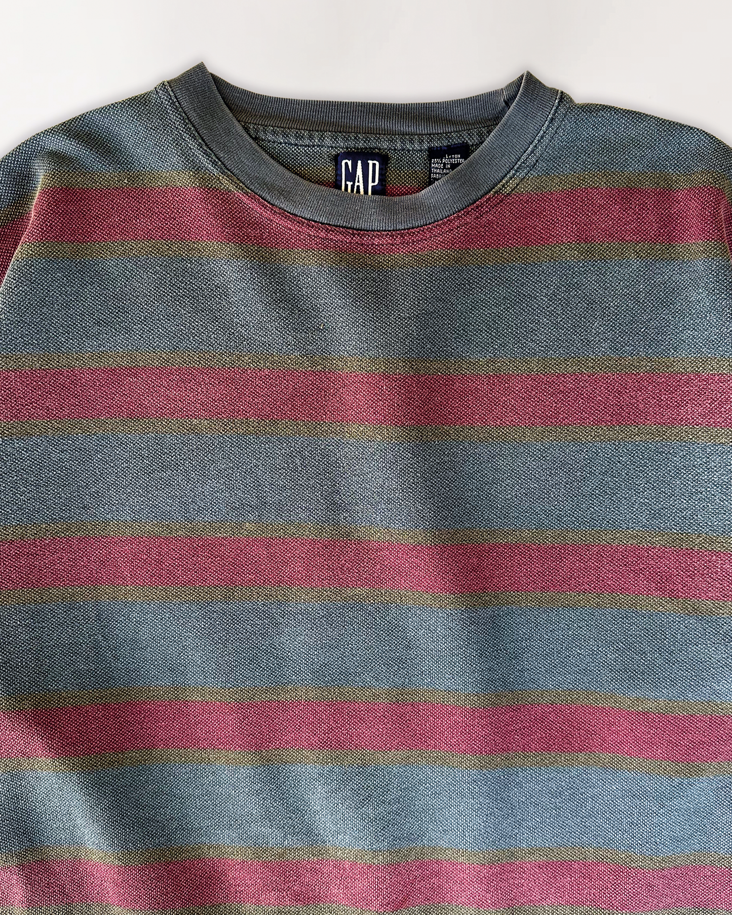 90s GAP STRIPED PIQUE SWEATSHIRT MAROON M/L