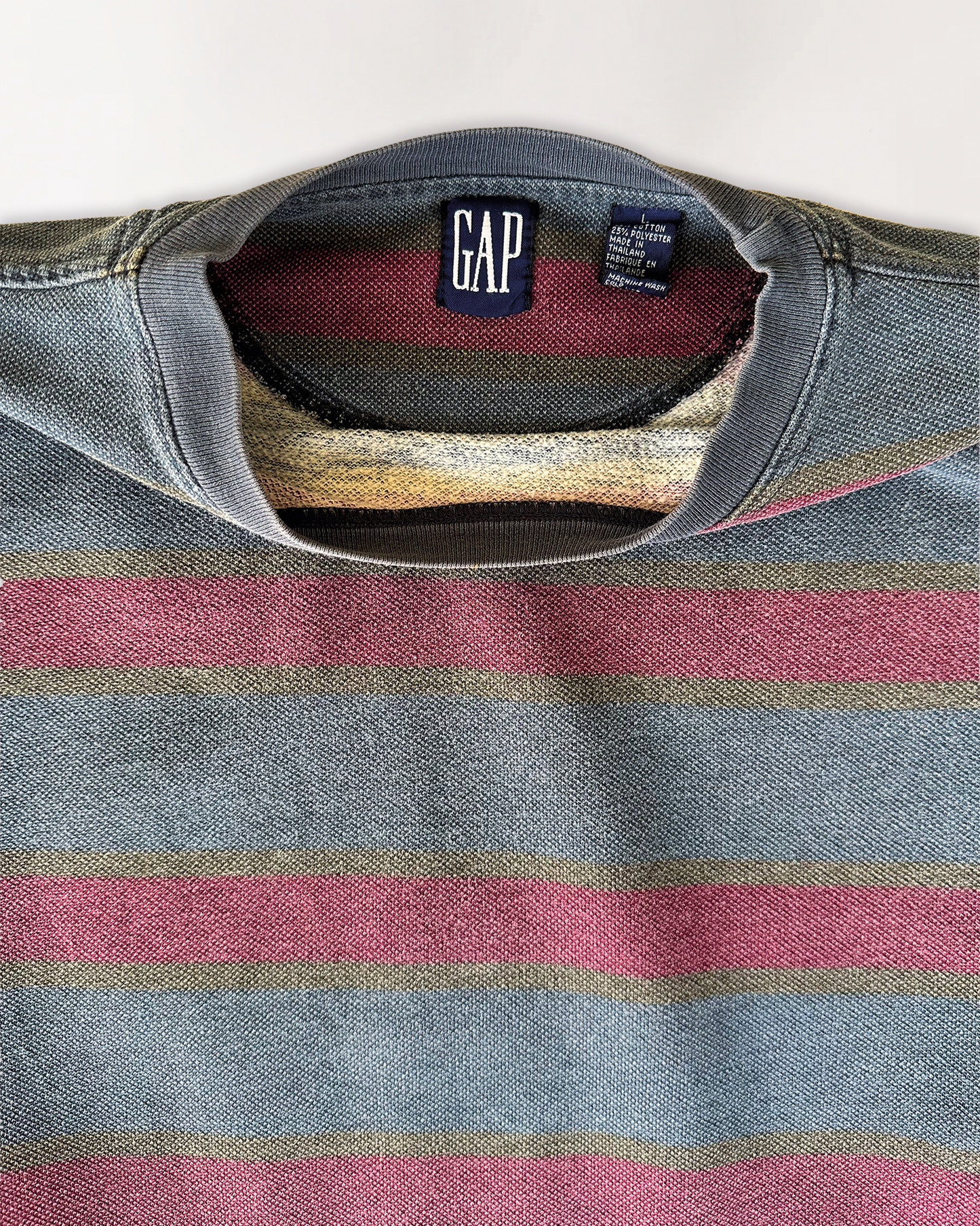 90s GAP STRIPED PIQUE SWEATSHIRT MAROON M/L