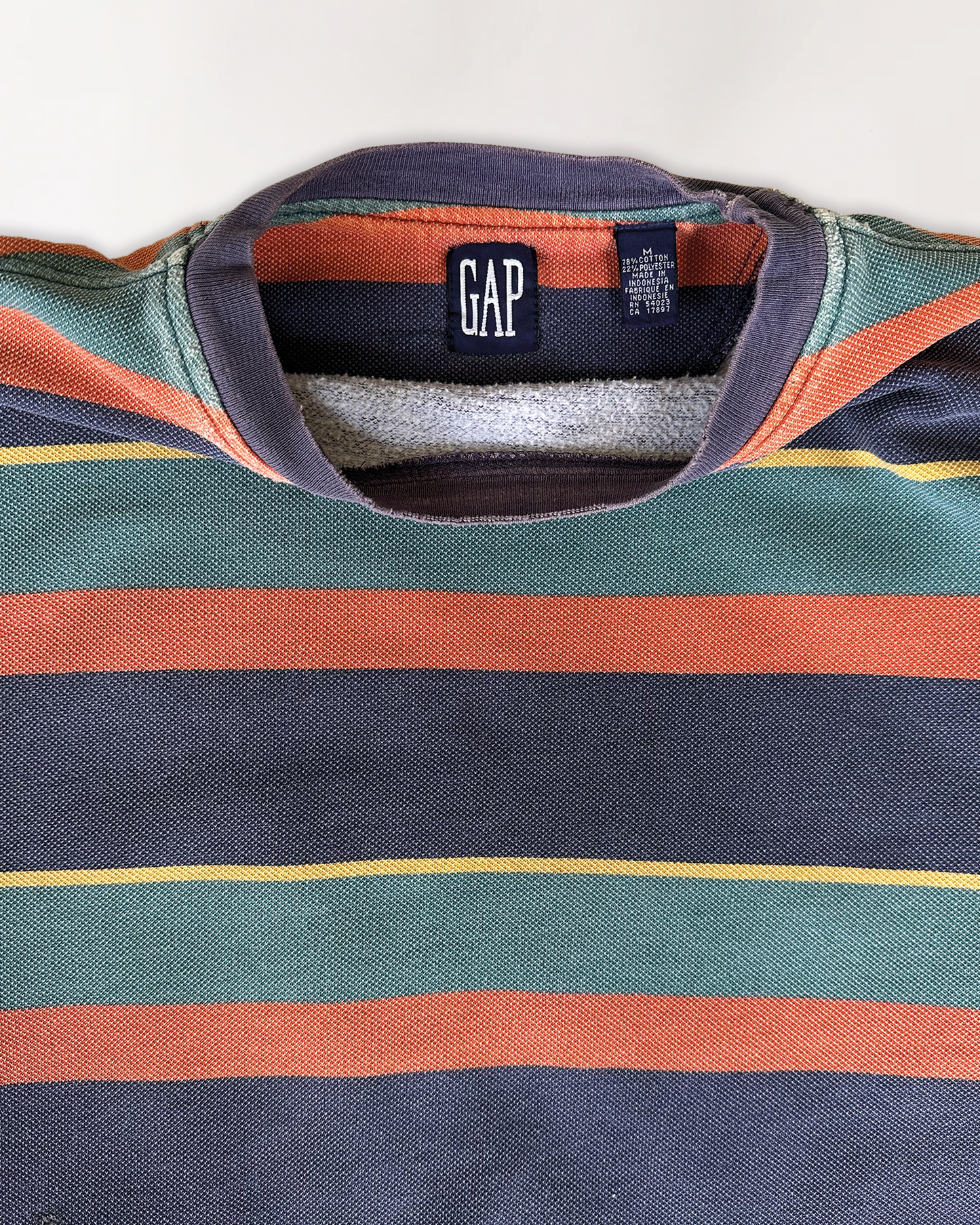 90s GAP STRIPED PIQUE SWEATSHIRT ORANGE M/L