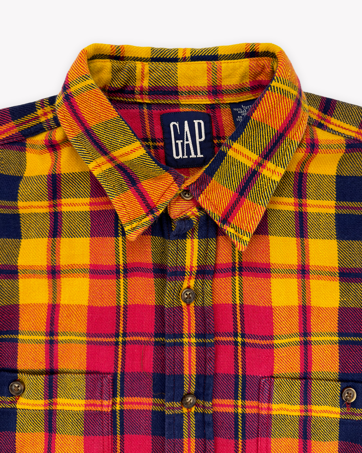 90s Gap Flannel Work Shirt: Yellow L