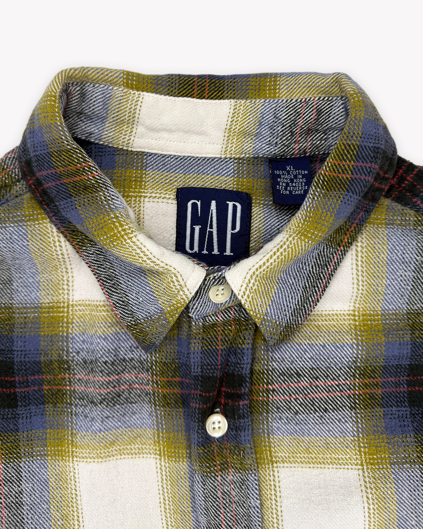 90s Gap Shadow Plaid Flannel Shirt: Gold XL
