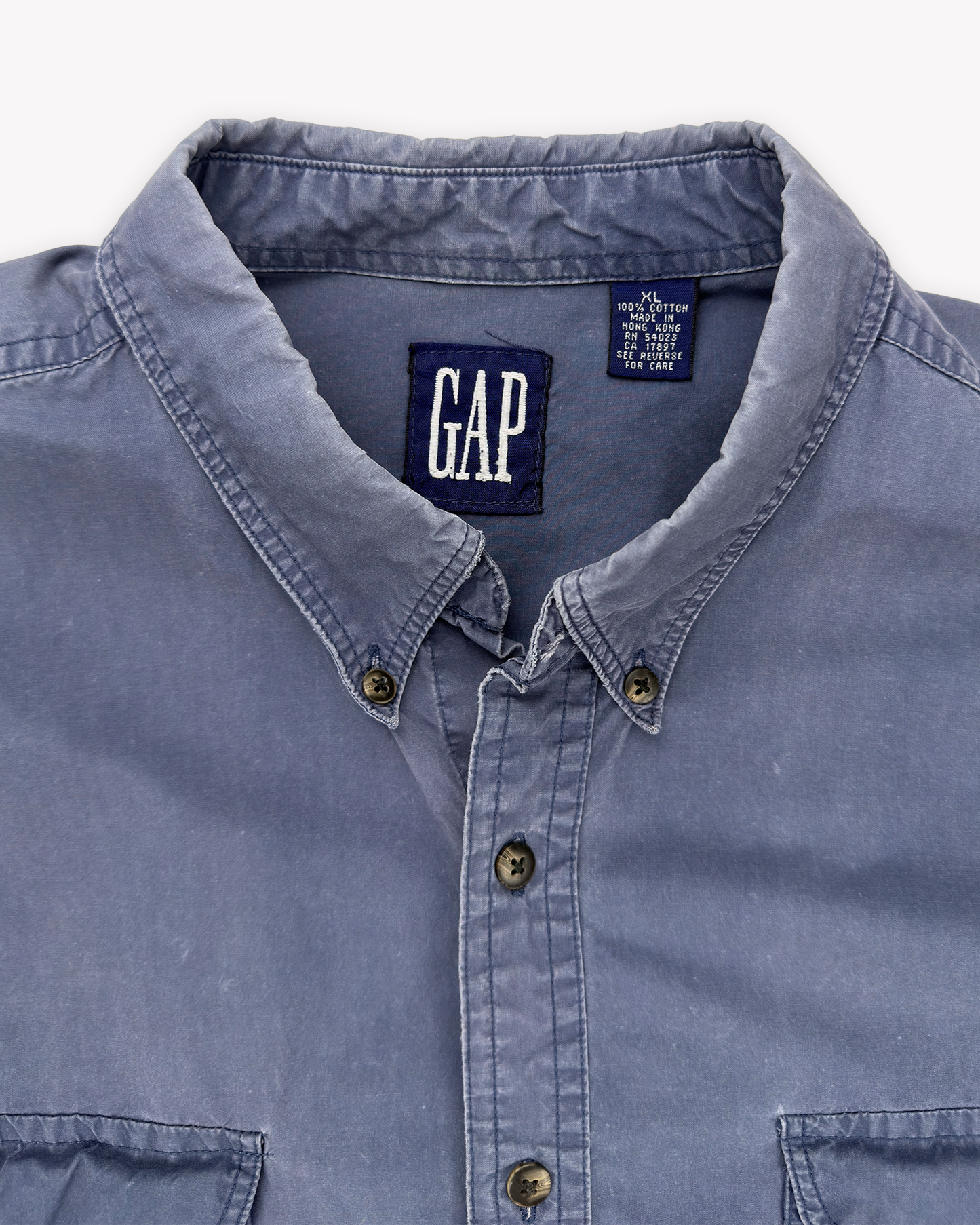 90s Gap Poplin Work Shirt: Blue XL