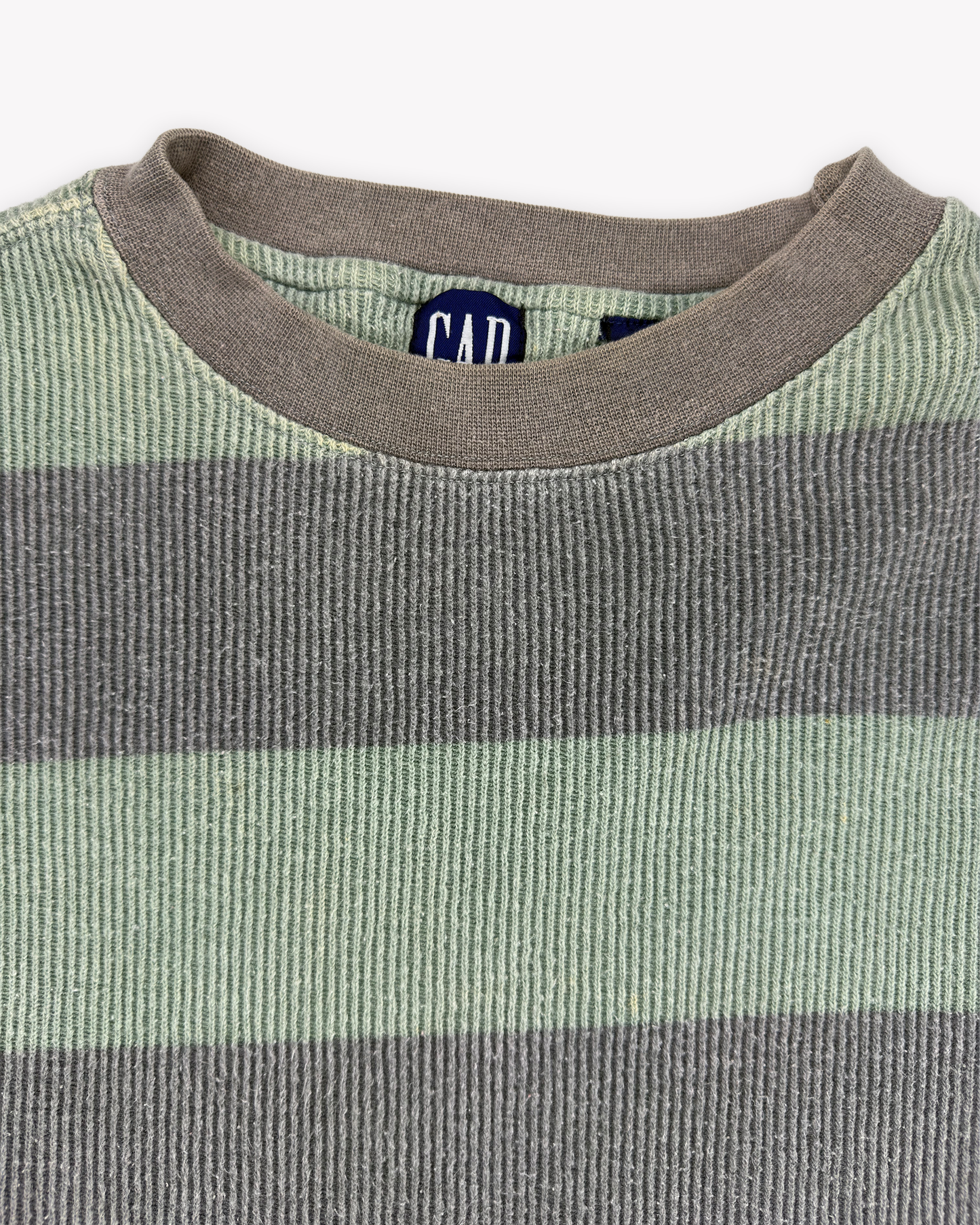 90s Gap Striped Ribbed Thermal LS: Green L/XL