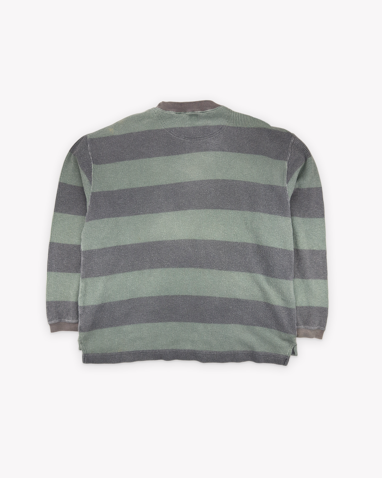 90s Gap Striped Ribbed Thermal LS: Green L/XL