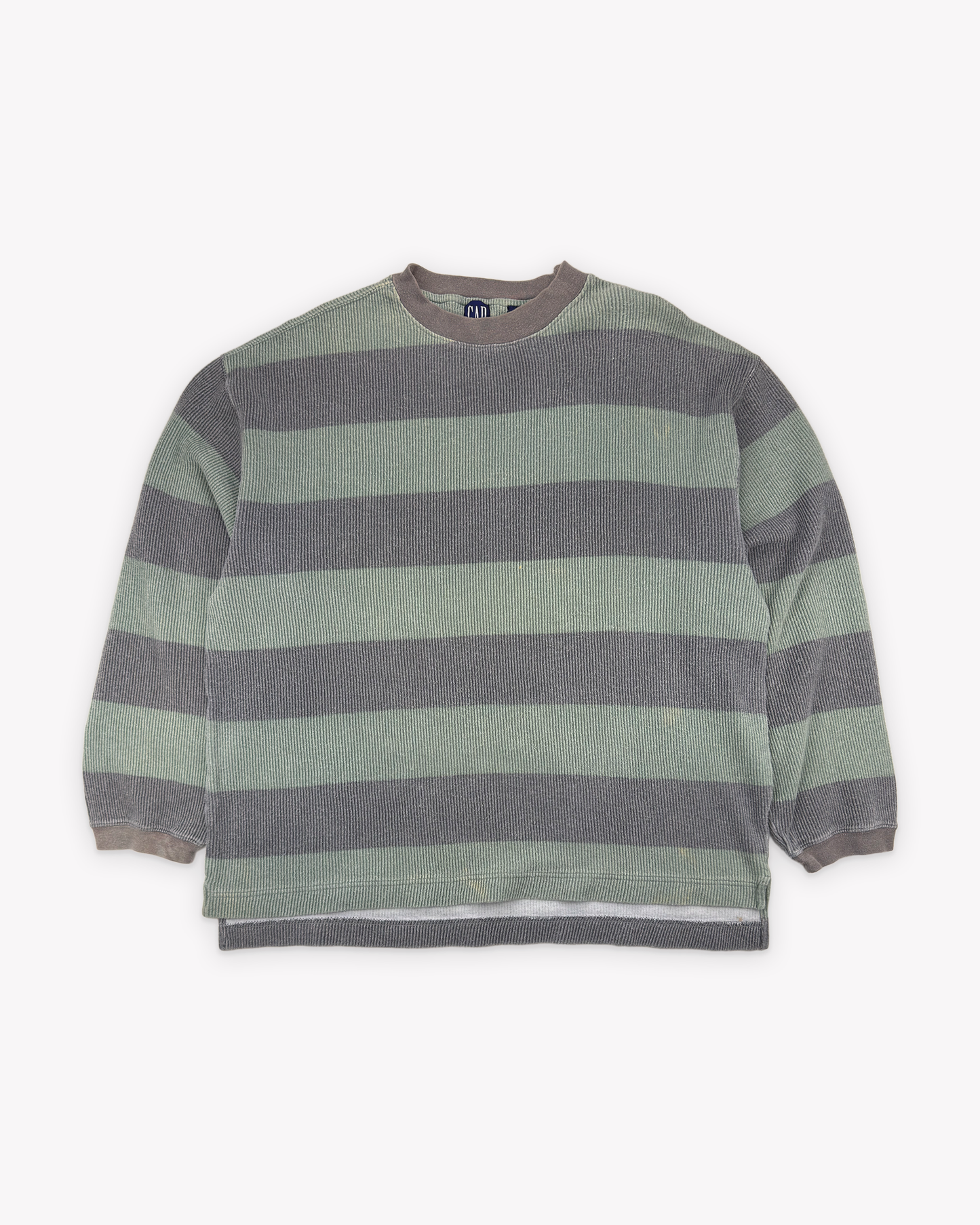 90s Gap Striped Ribbed Thermal LS: Green L/XL