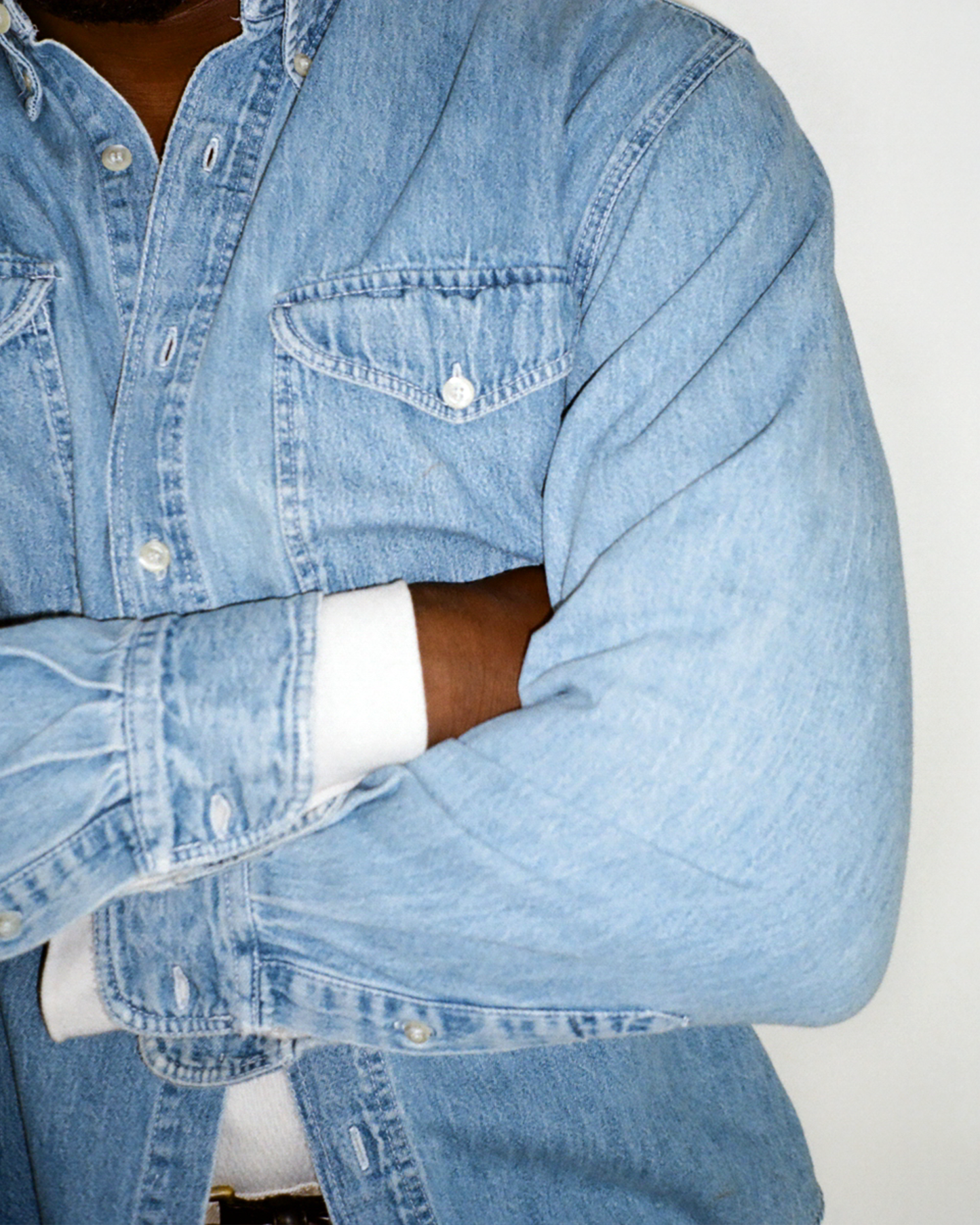 90s Gap Denim Work Shirt: Blue M