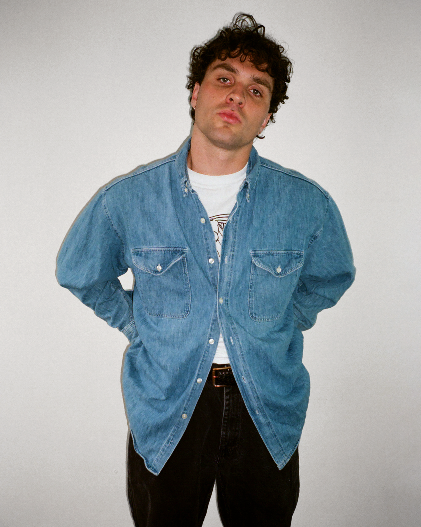 90s Gap Heavy Denim Work Shirt: Blue XL