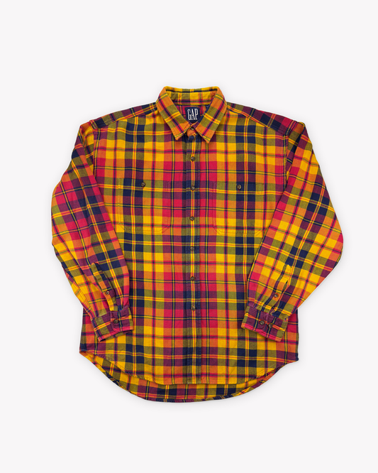 90s Gap Flannel Work Shirt: Yellow L
