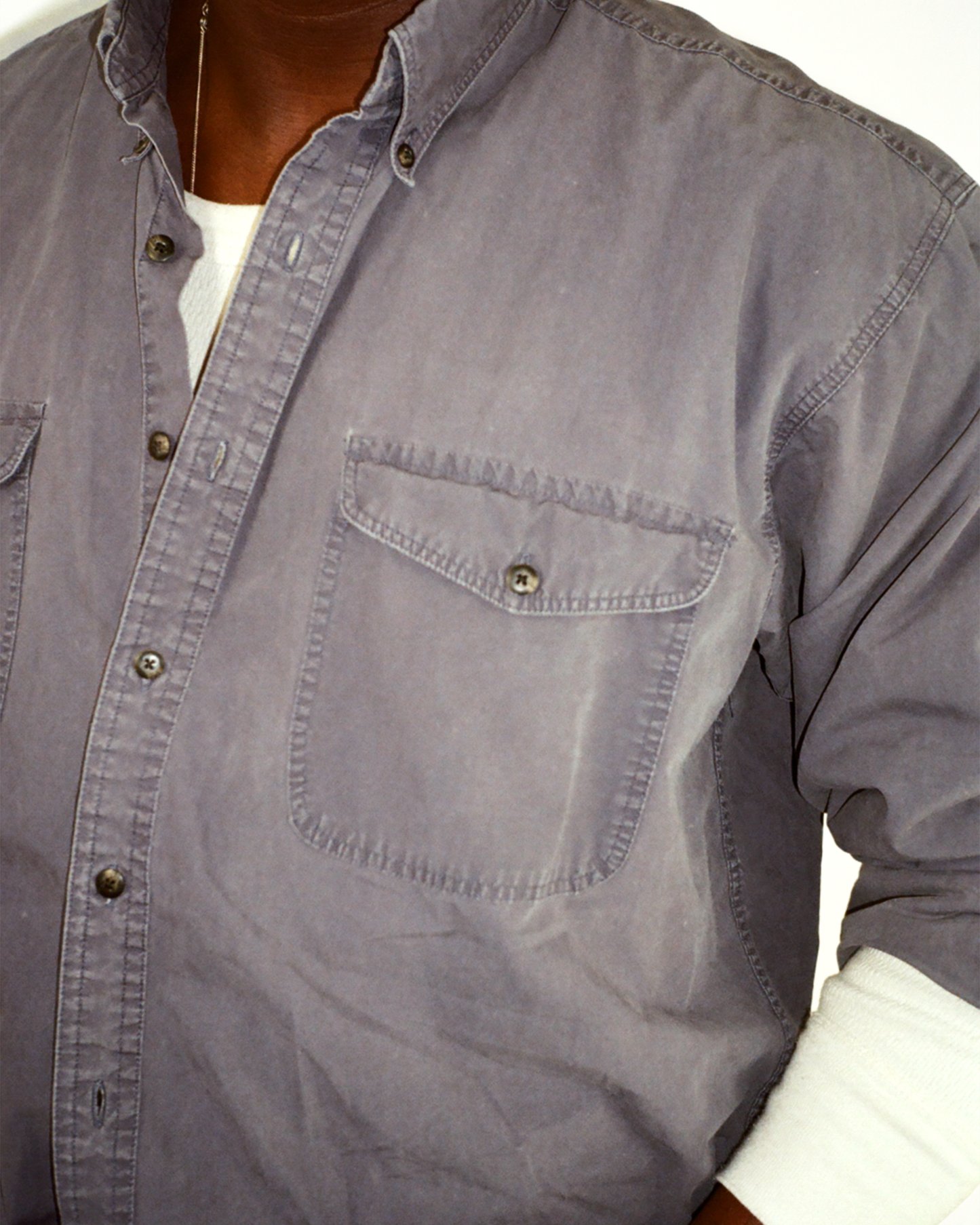 90s Gap Poplin Work Shirt: Blue XL
