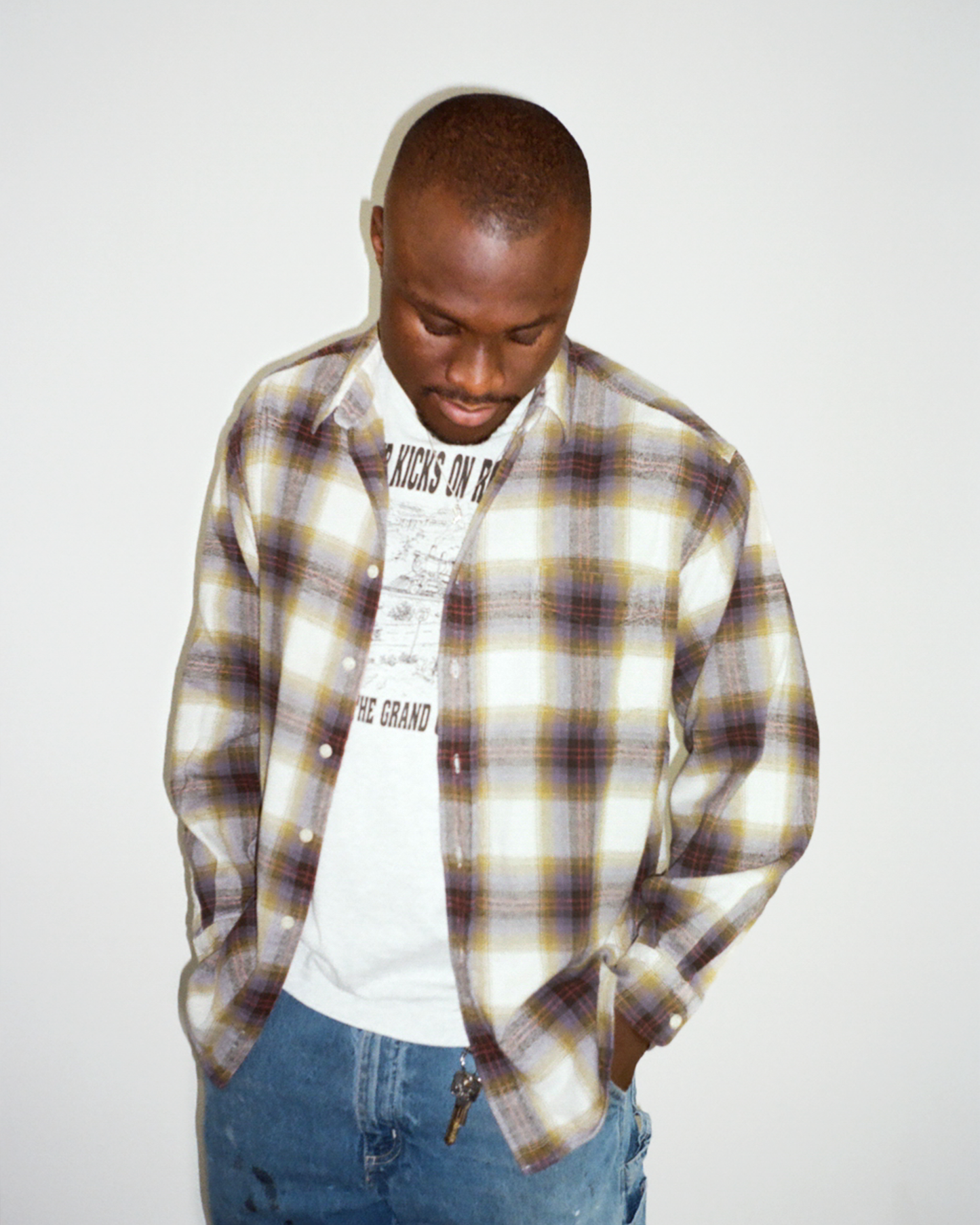 90s Gap Shadow Plaid Flannel Shirt: Gold XL