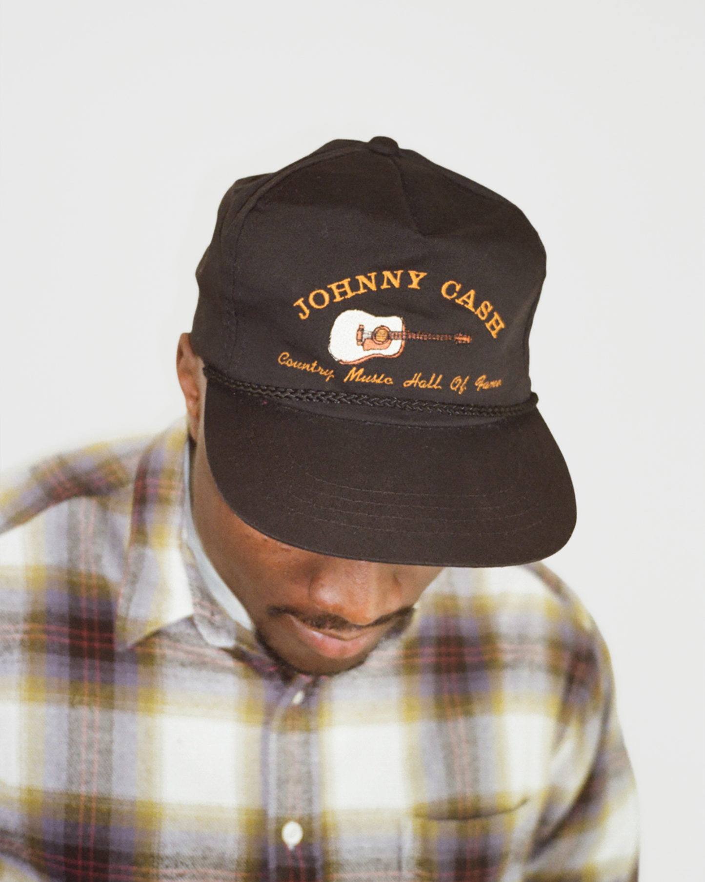 80s Johnny Cash 5 Panel Cap: Black