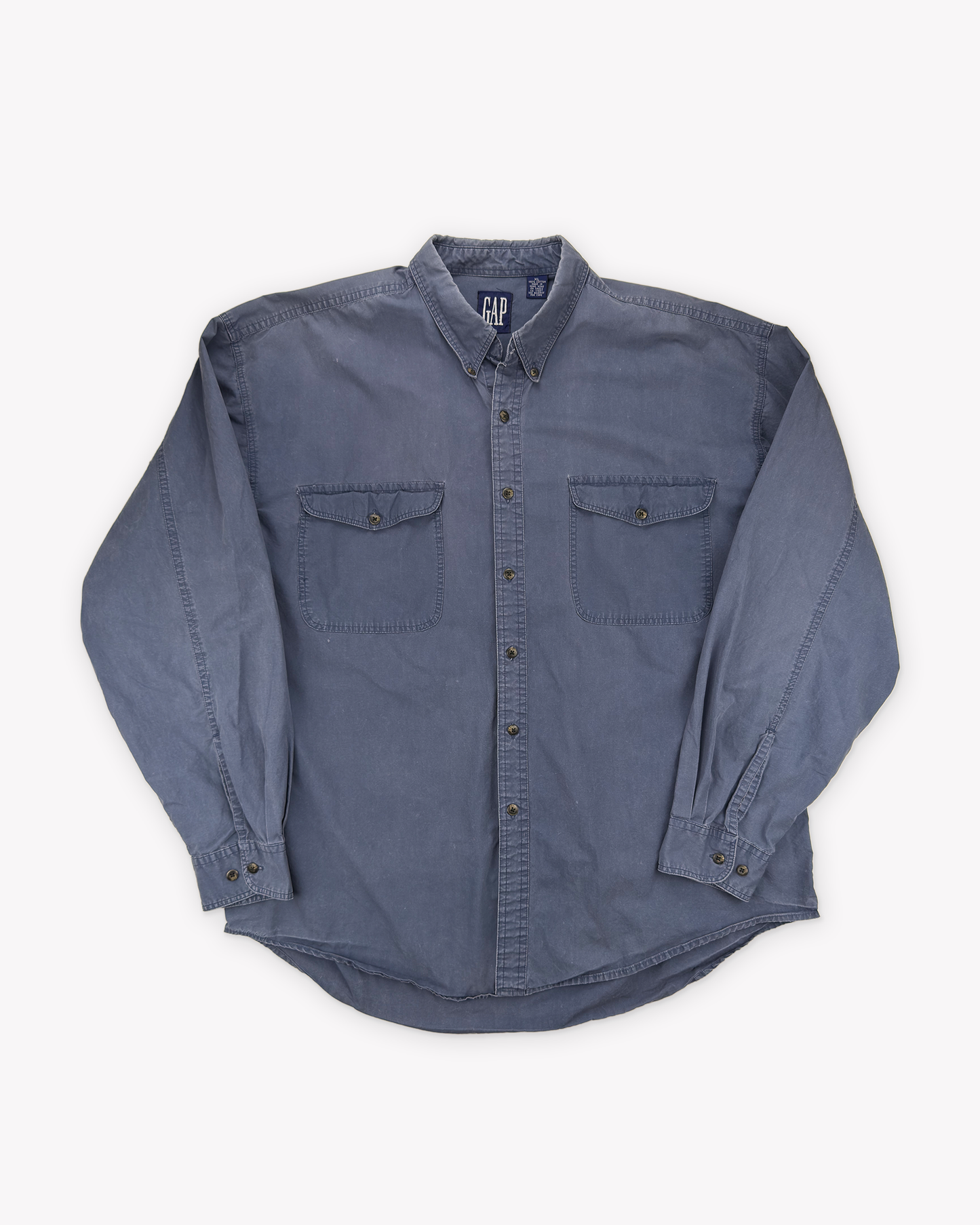 90s Gap Poplin Work Shirt: Blue XL
