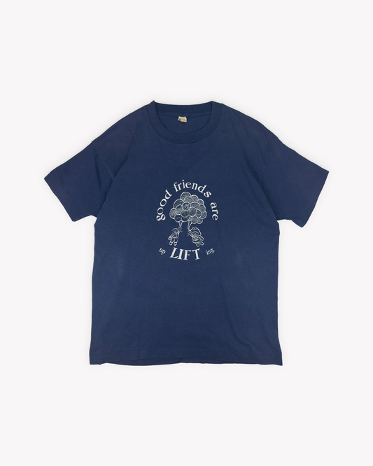 80s Good Friends Single Stitch Tee: Navy S/M