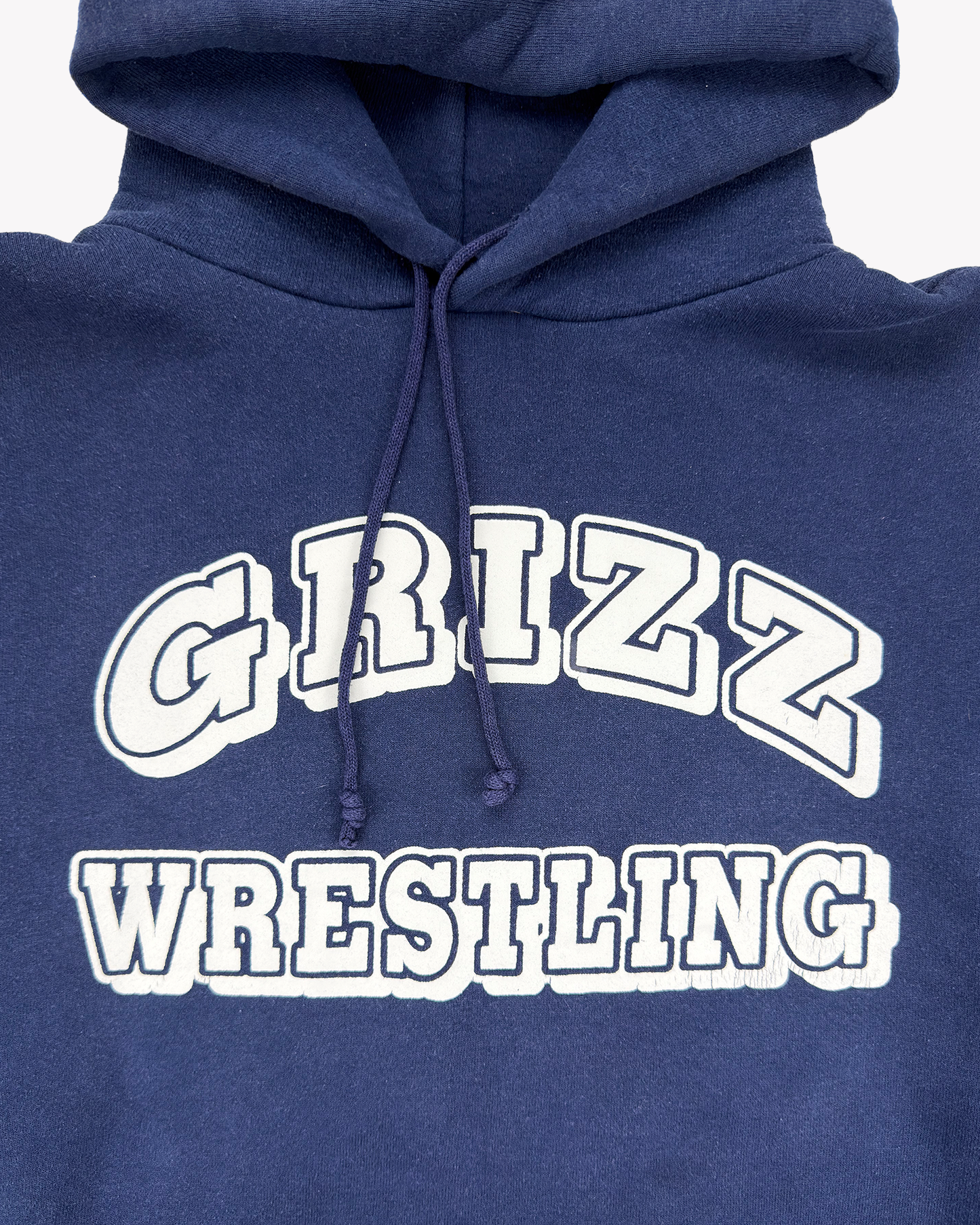 90s Russell Grizz Wrestling Hoodie: Navy XL