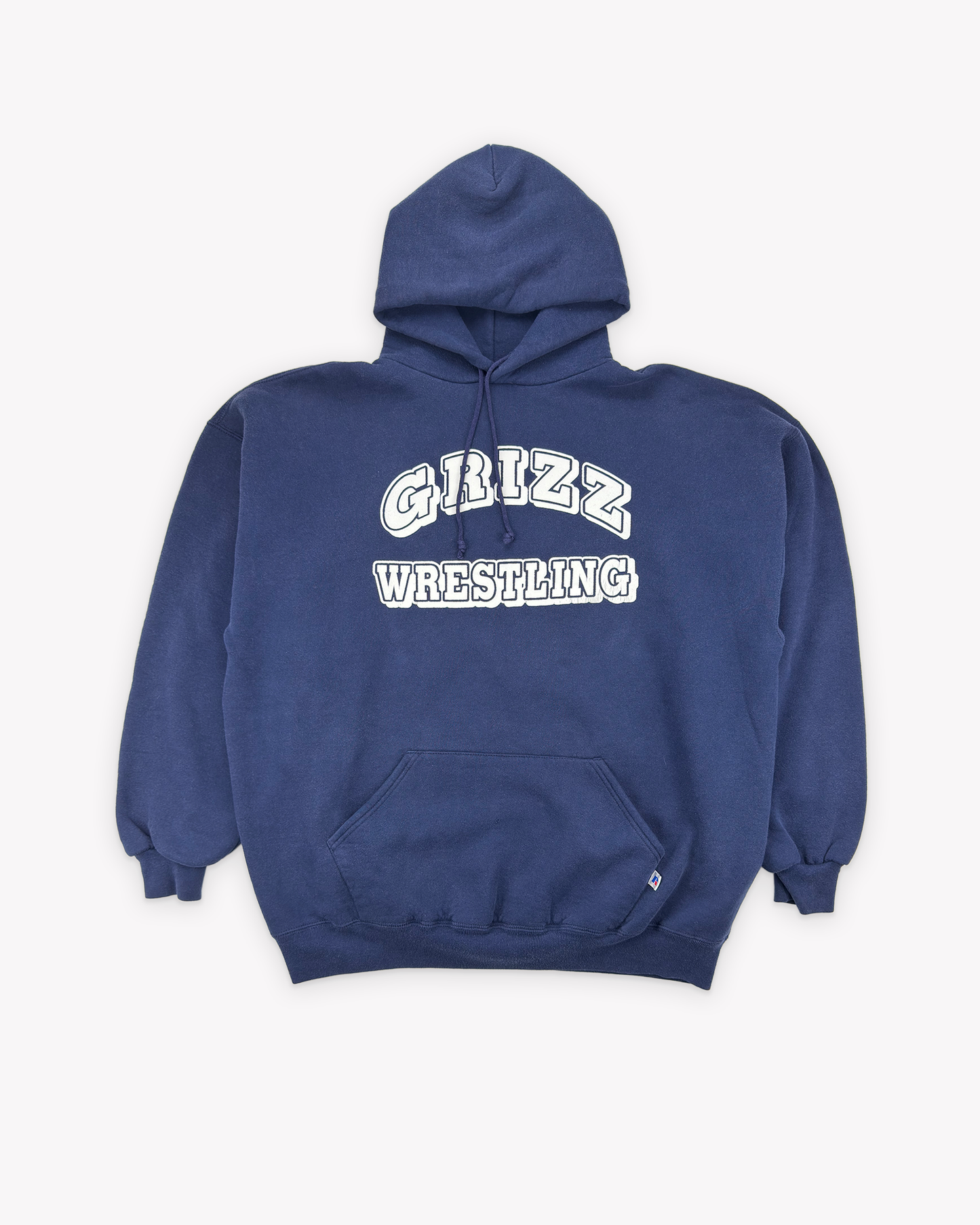 90s Russell Grizz Wrestling Hoodie: Navy XL