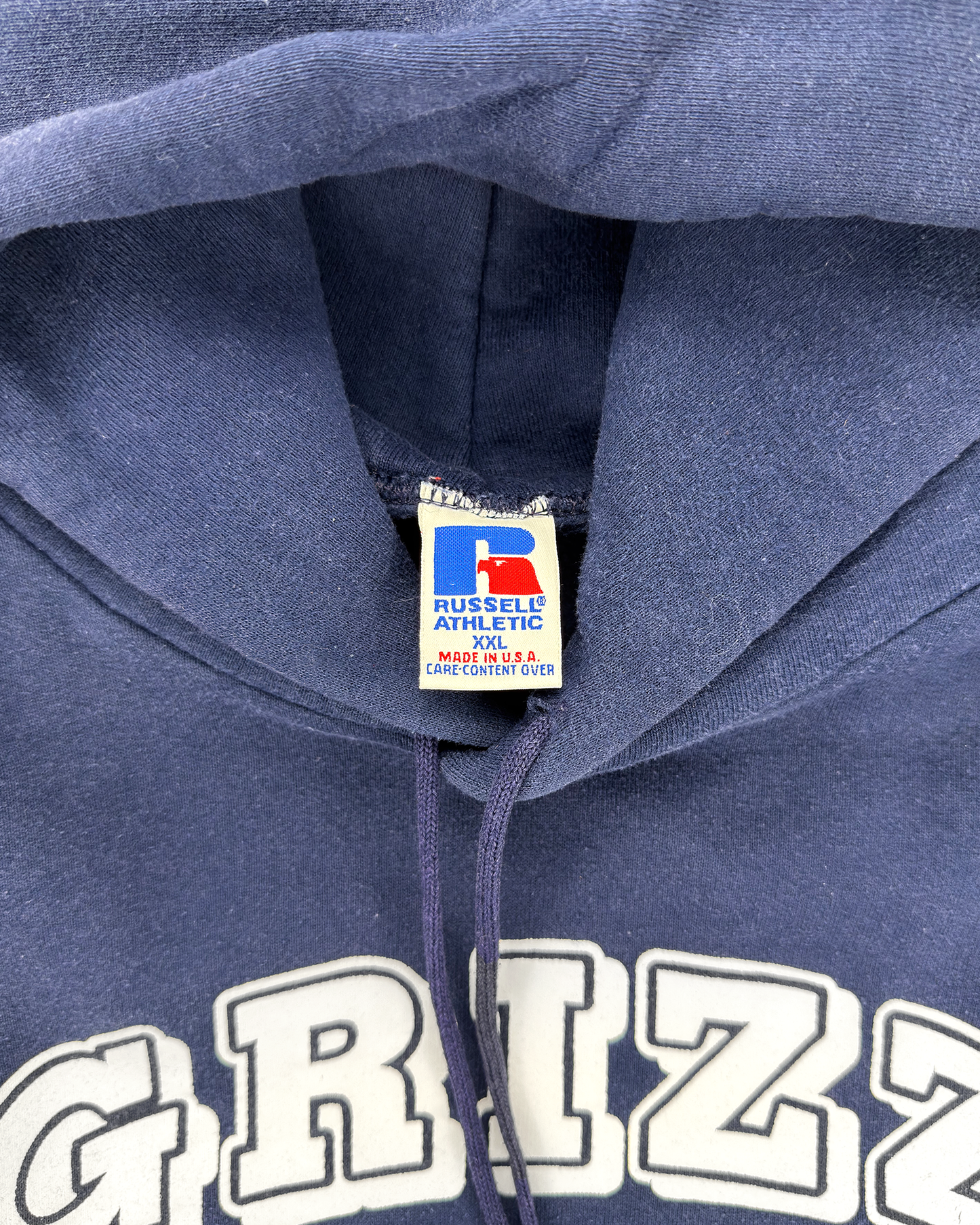 90s Russell Grizz Wrestling Hoodie: Navy XL