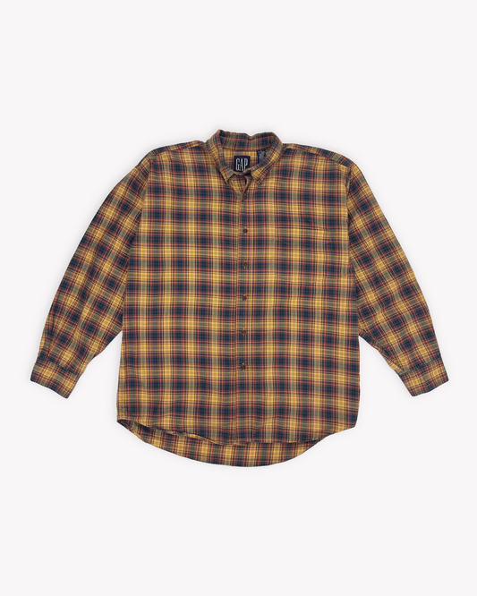 90s Gap Plaid Twill Shirt: Yellow M