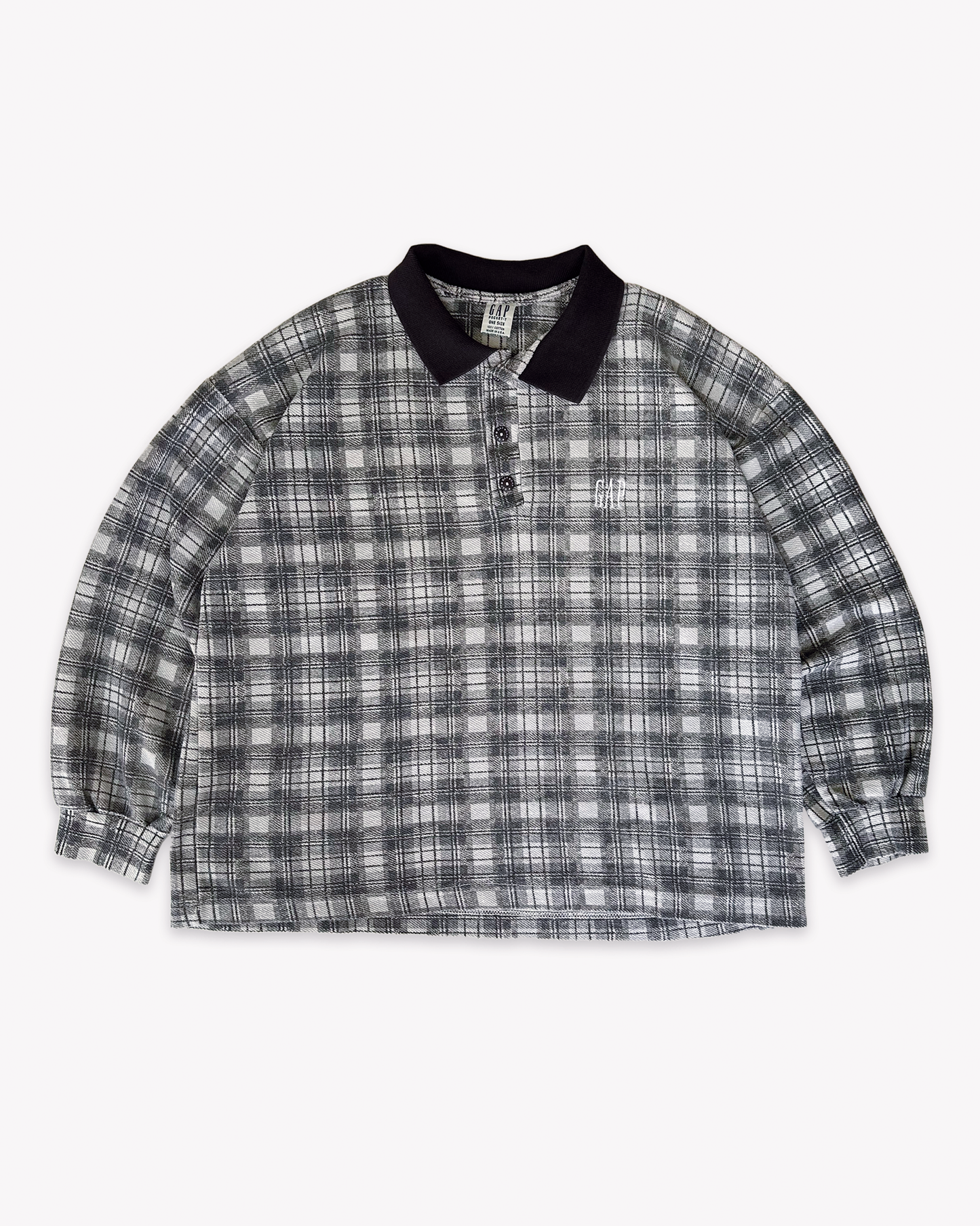 90s Gap Long Sleeve Checked Polo Shirt: M/L