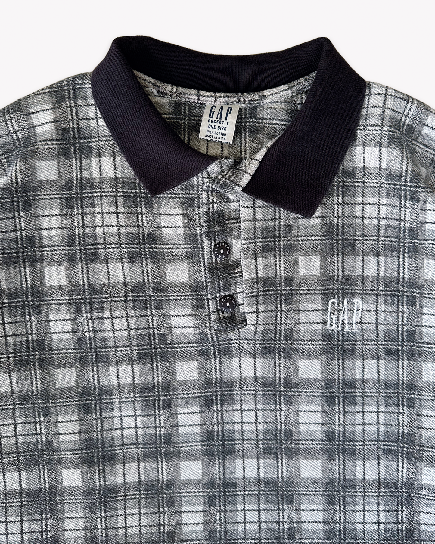 90s Gap Long Sleeve Checked Polo Shirt: M/L