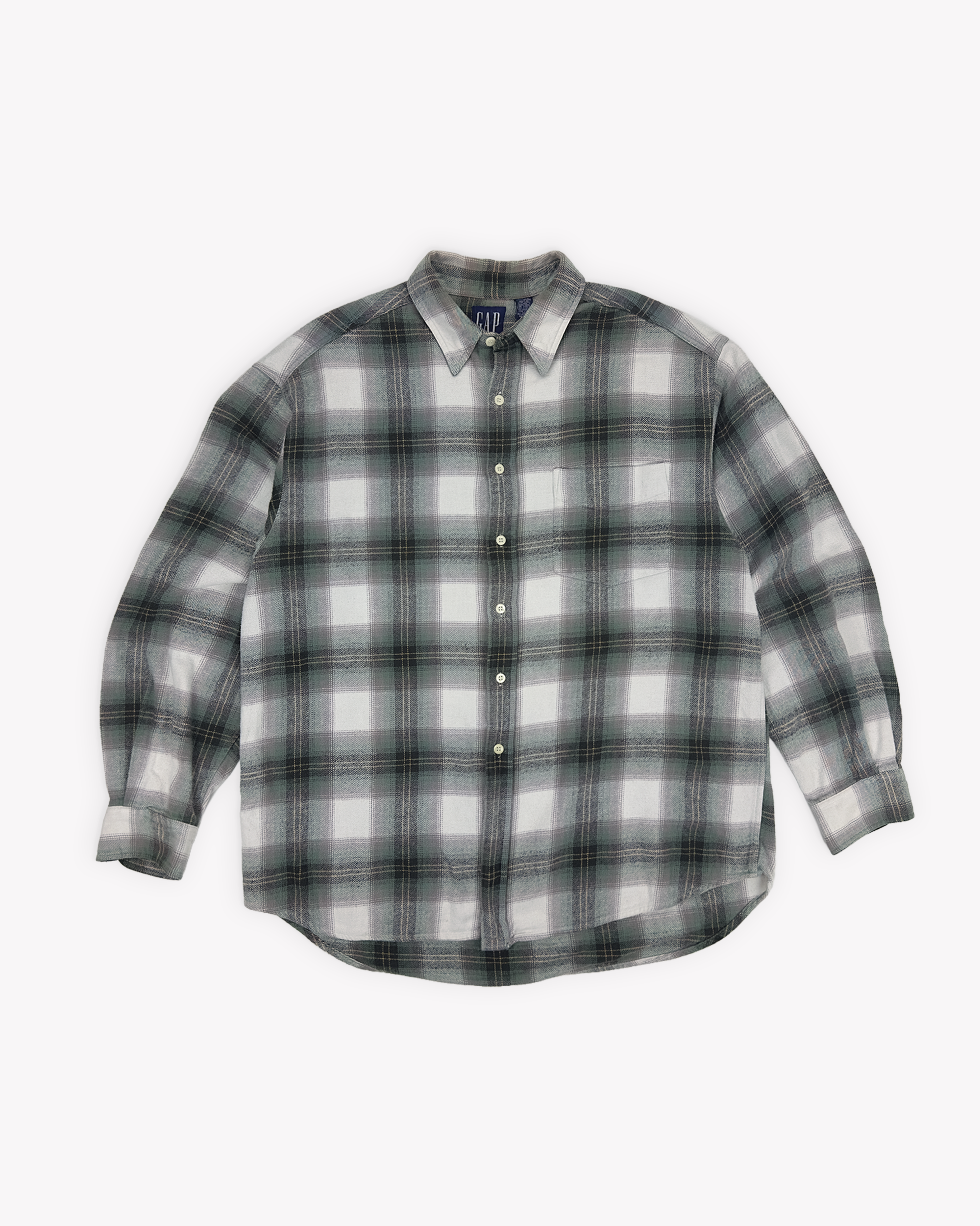 VINTAGE 90s GAP SHADOW PLAID FLANNEL SHIRT: GREEN – Hennerton