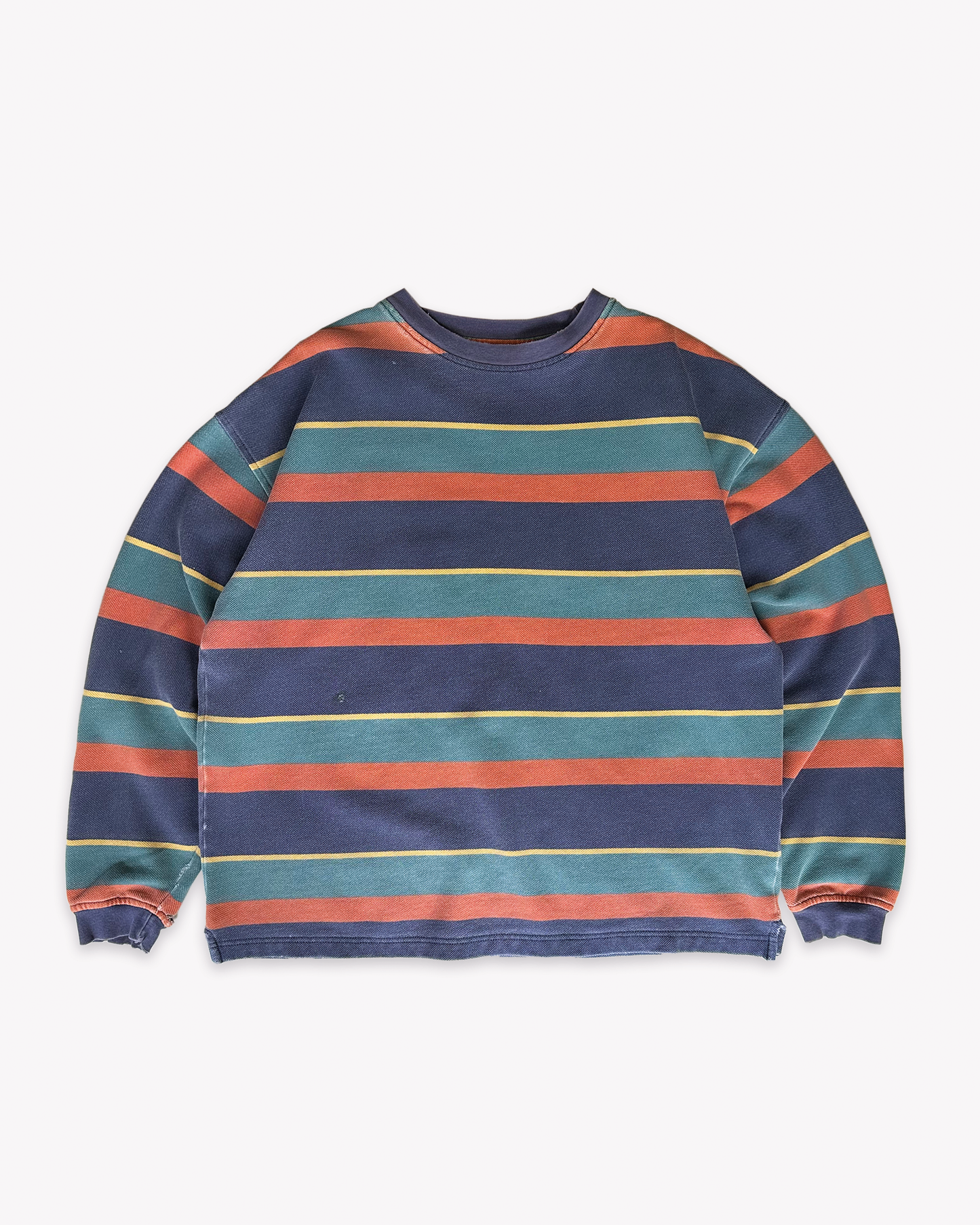 90s Gap Striped Pique Sweatshirt: Orange M/L