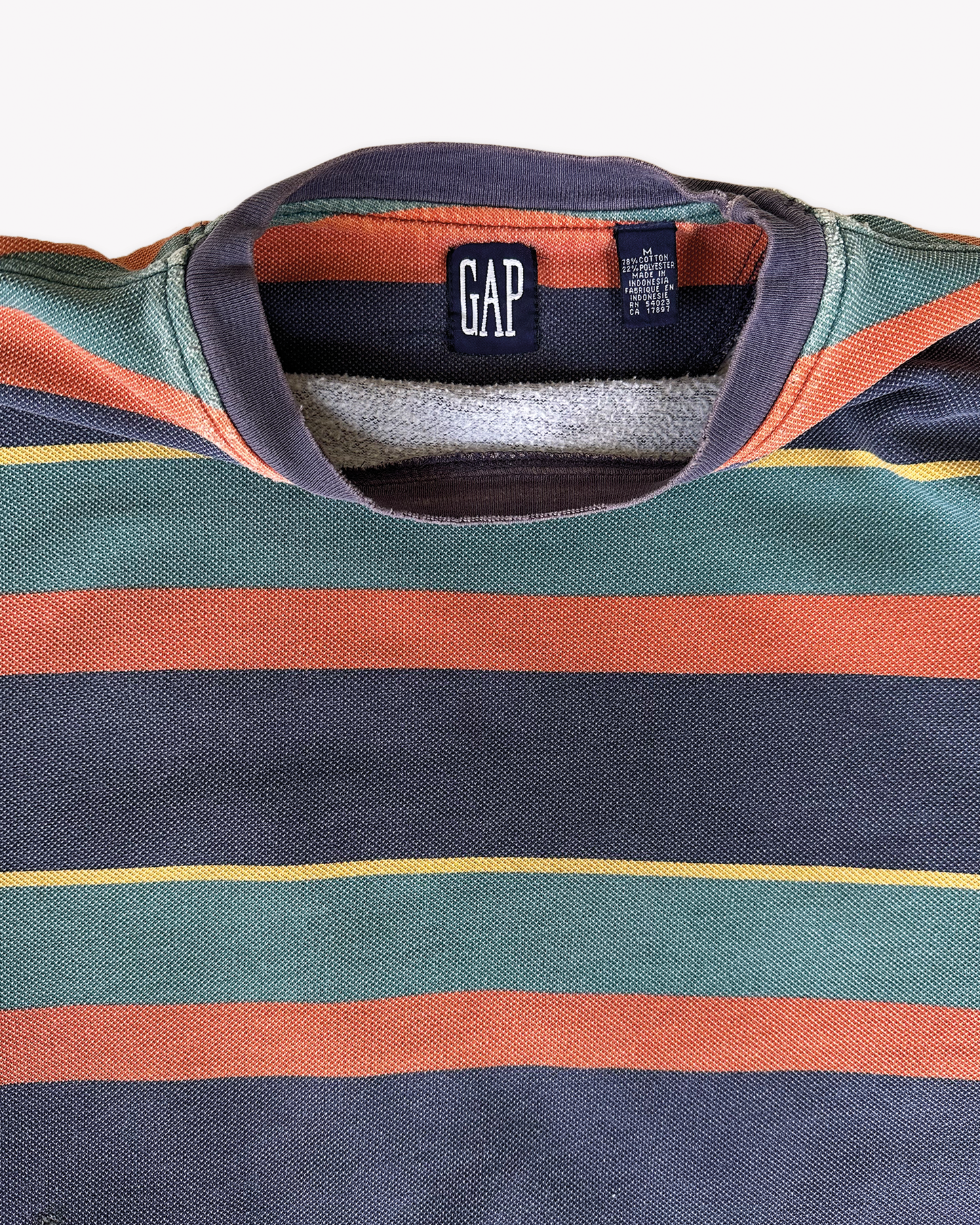 90s Gap Striped Pique Sweatshirt: Orange M/L
