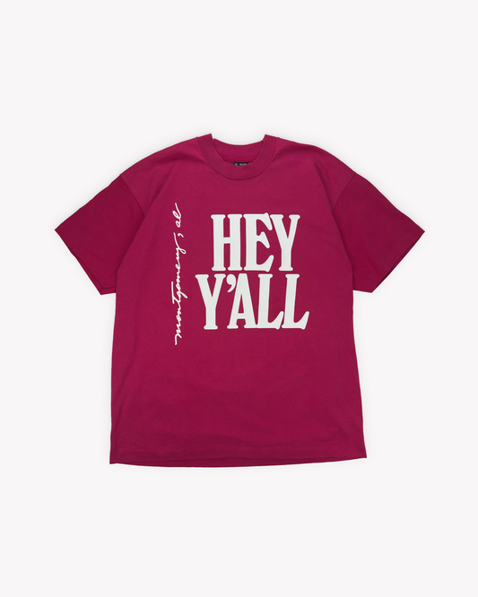 90s Hey Y'All Single Stitch Tee: Pink L